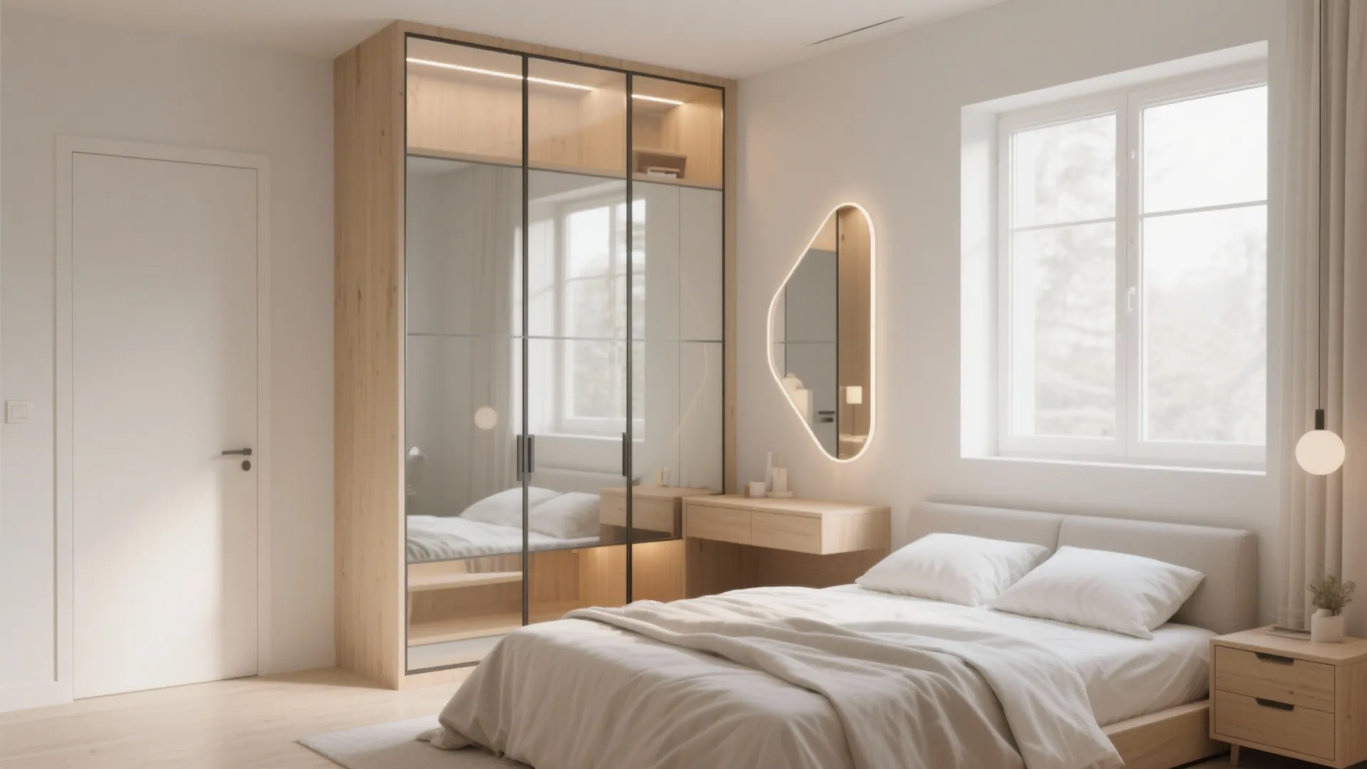 4) Visual lightness: glass, mirrors, and pale woods