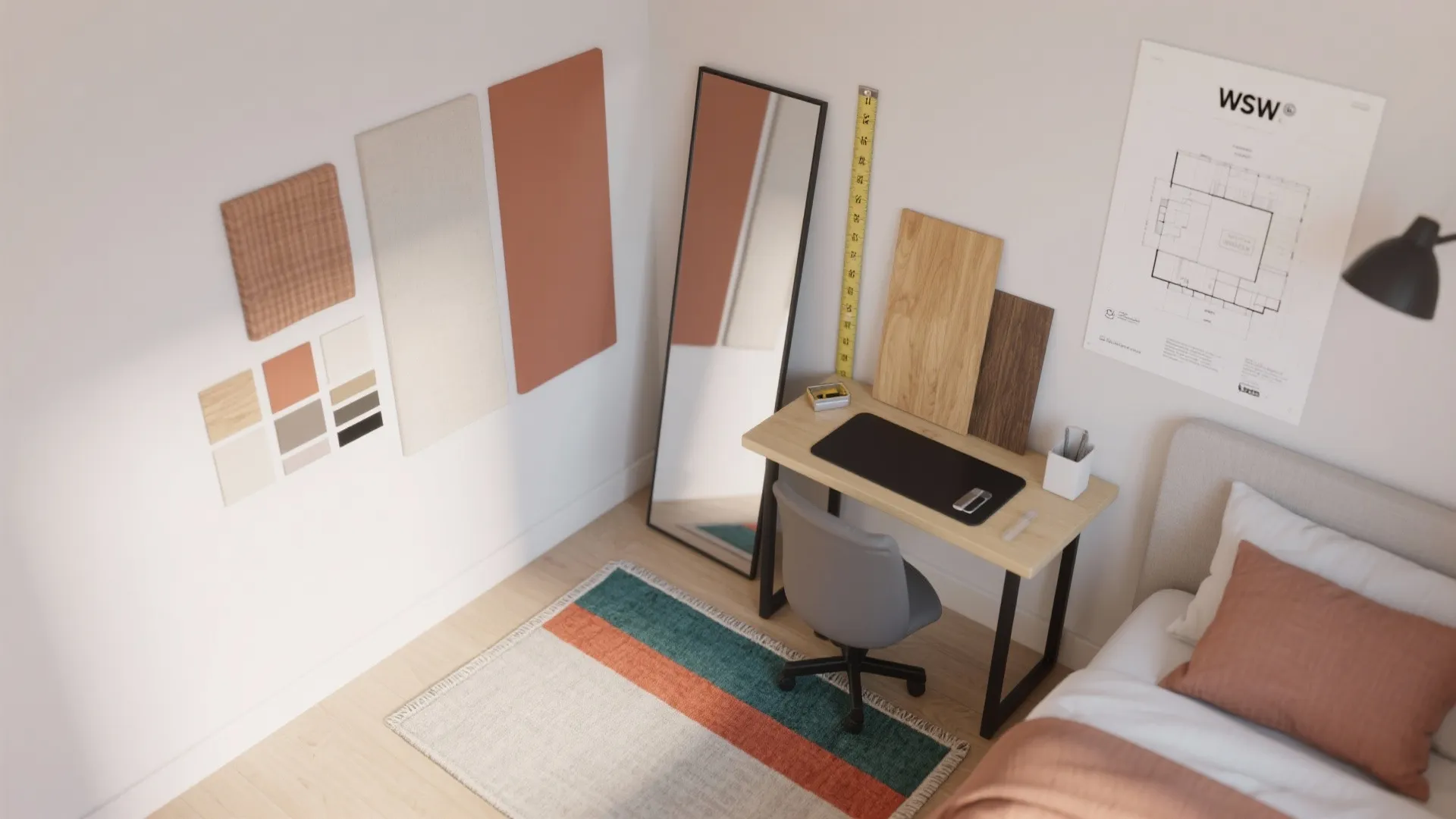 5. Visual tricks: rugs, mirrors, and color blocking