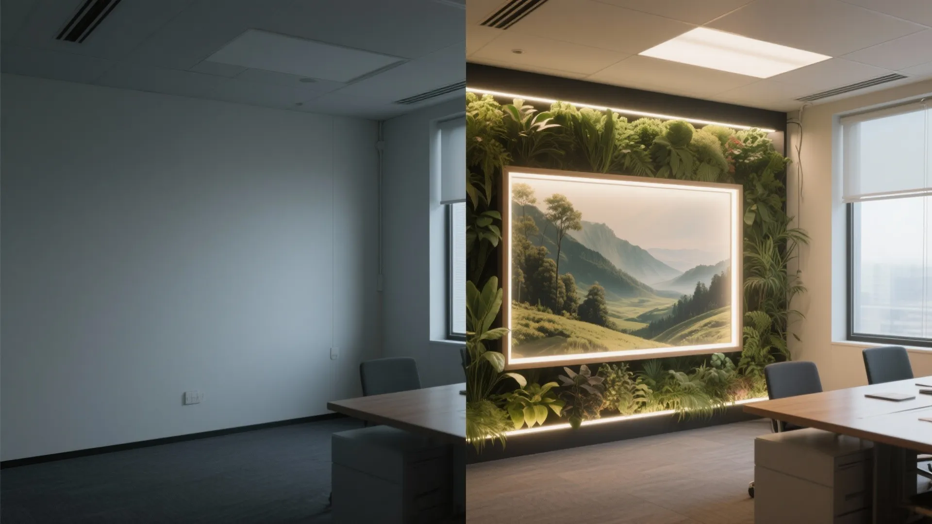 3. Create a visual window with art and greenery