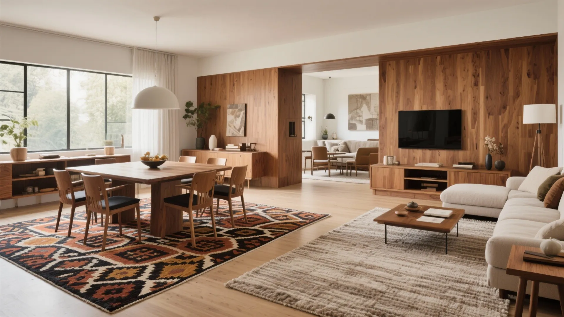 5. Area rugs for visual zoning