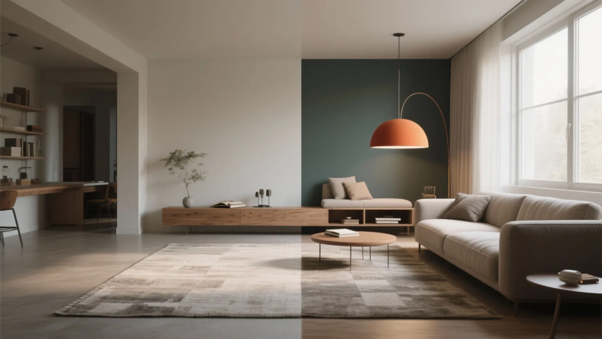 Tip 2: Visual Zoning with Rugs & Lighting