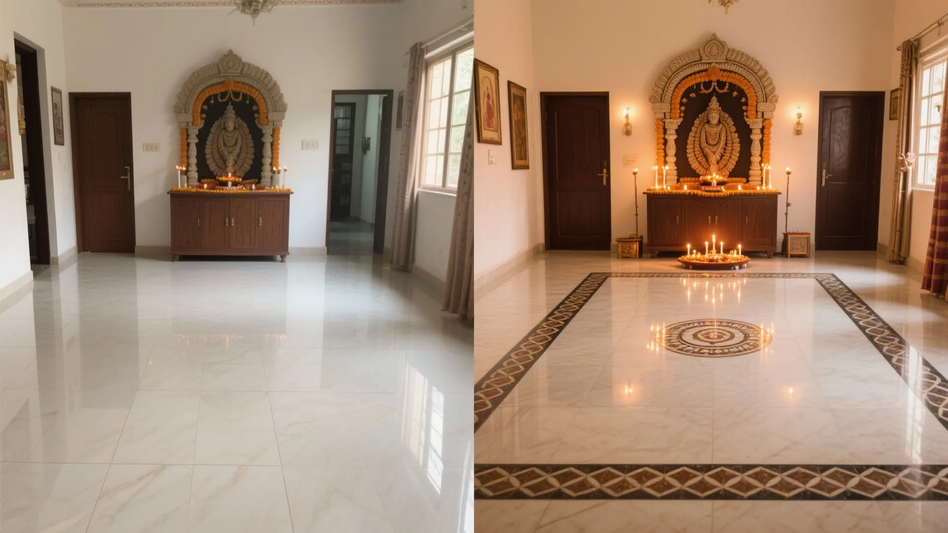 Glossy vitrified tiles with a defined border