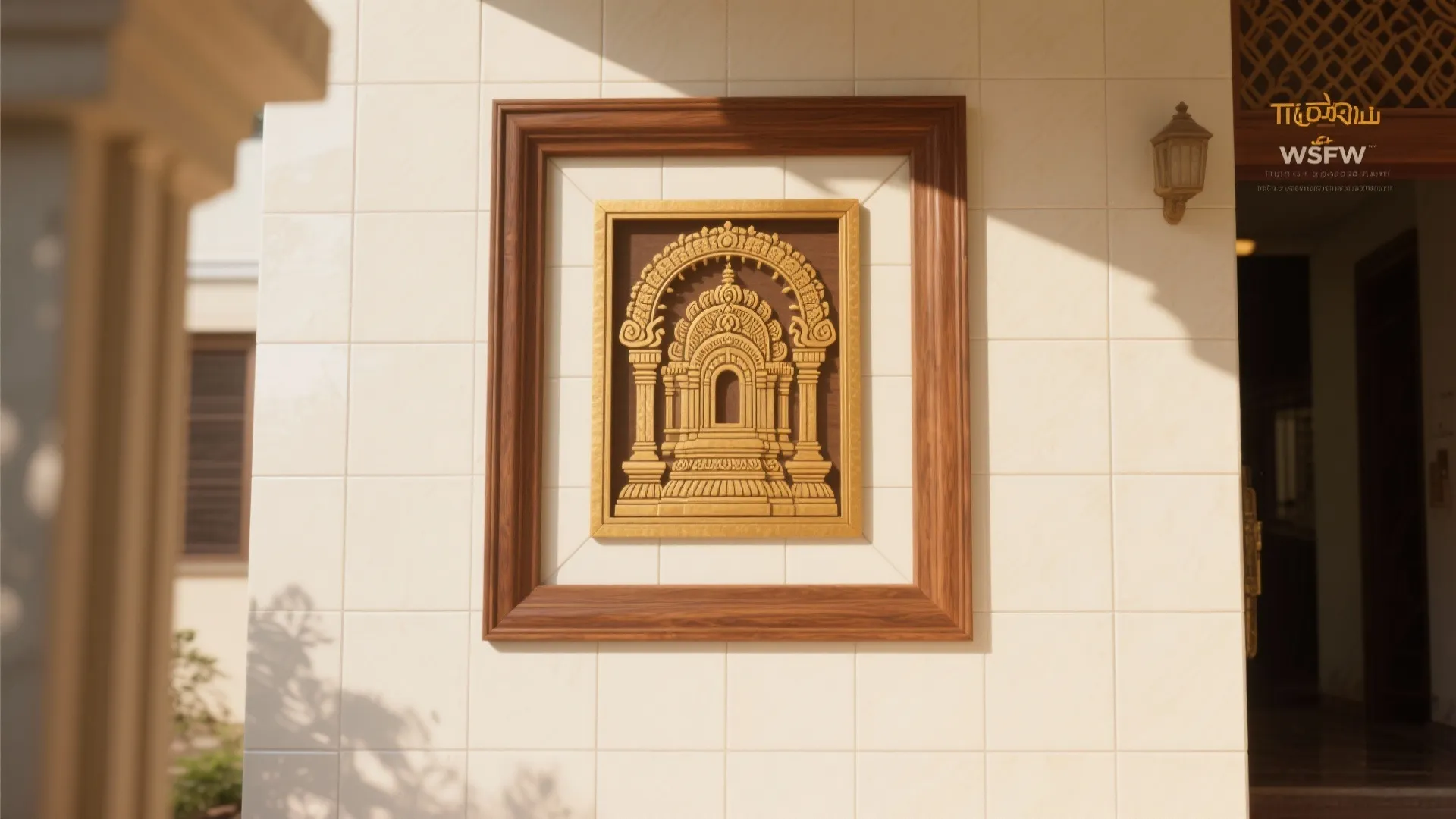 Glossy Vitrified Tiles with Thanjavur Motif Accents