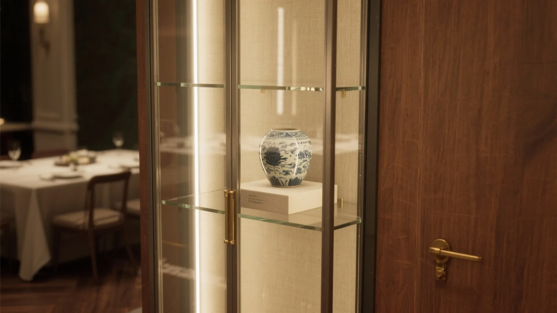 Museum-style vitrine for heirlooms