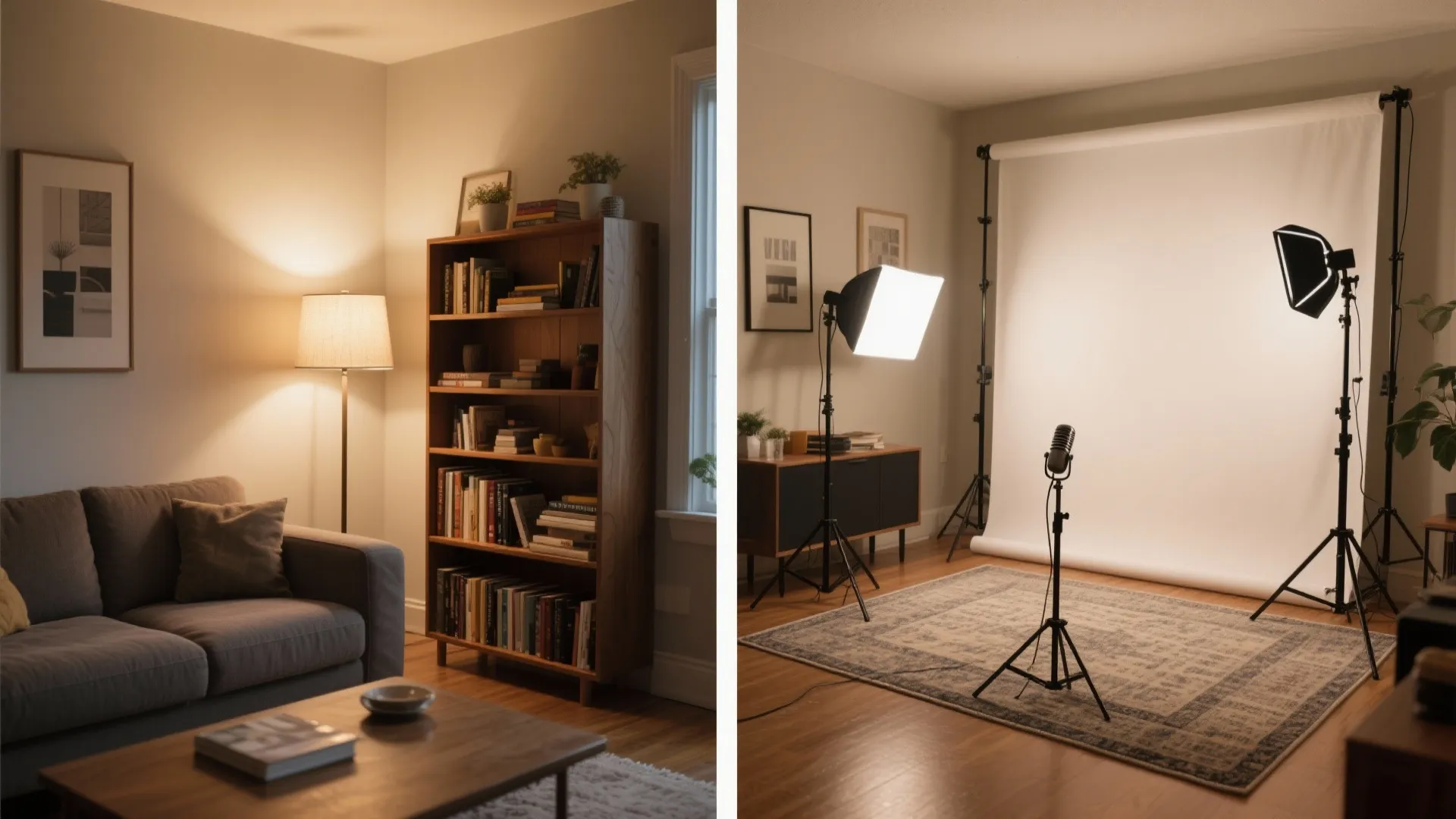 5) Foldaway recording corner with acoustic screens