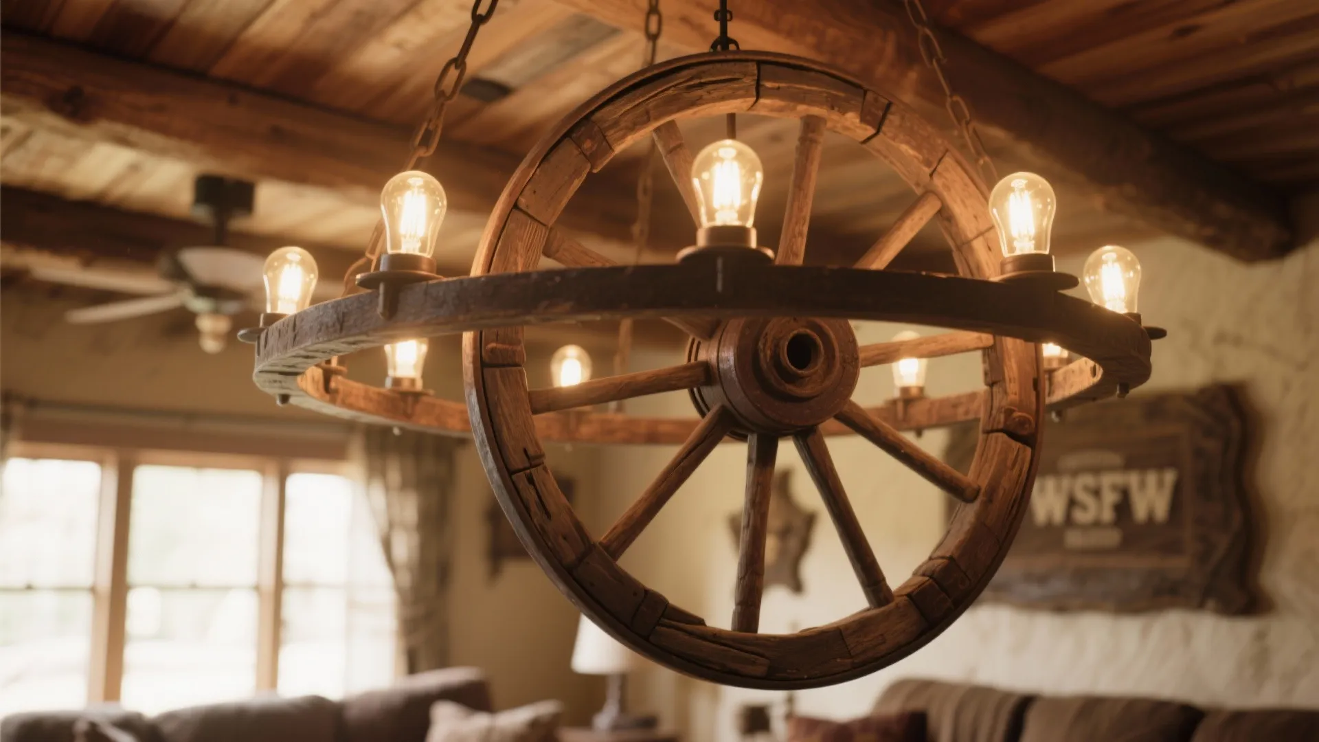 7. Antler or Wagon Wheel Lighting
