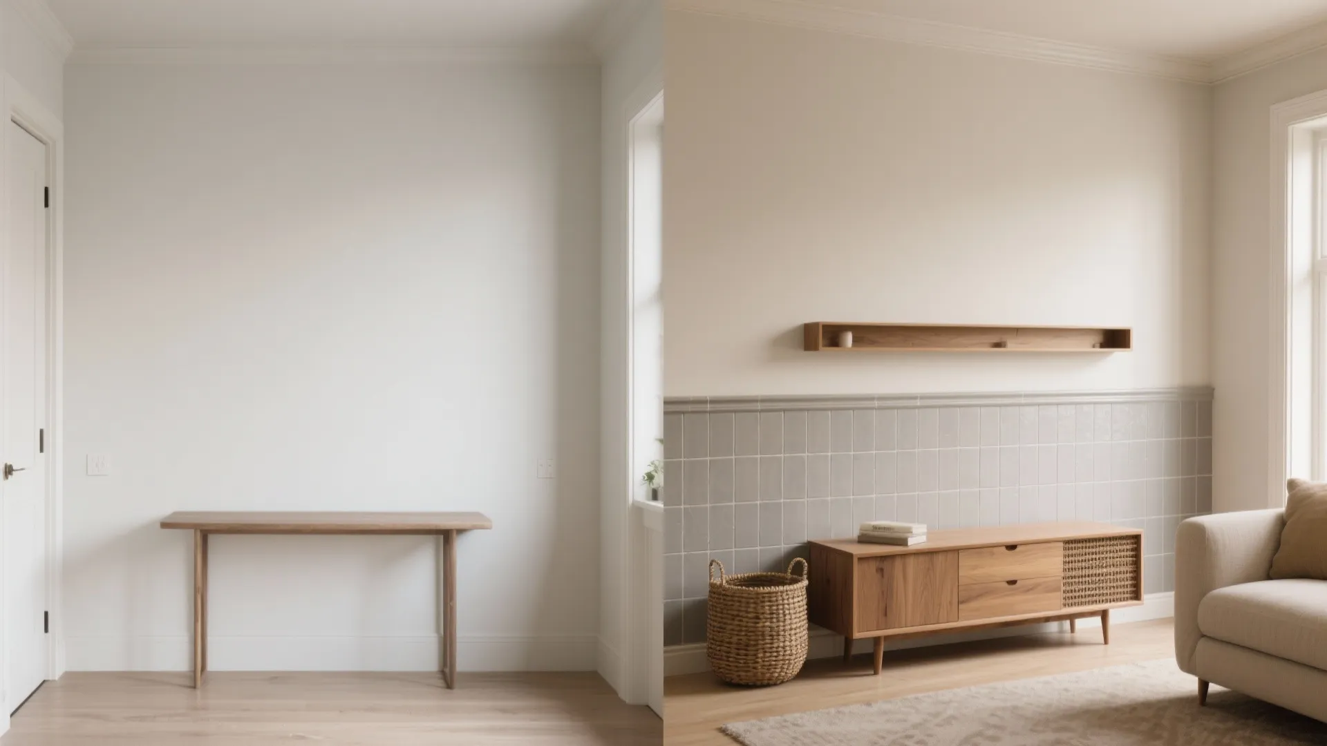 5) Half-Height Tile Wainscot + Paint