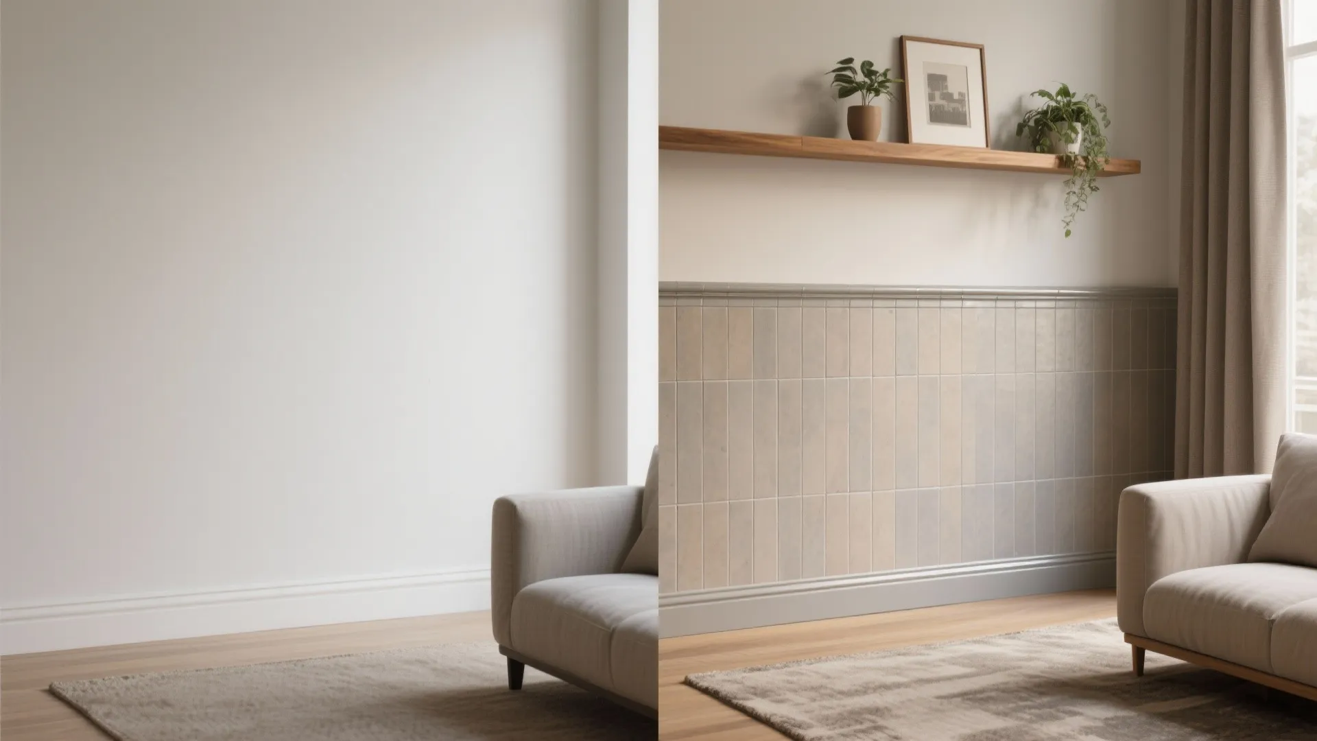 Half-Height Tiled Wainscot with Paint Above