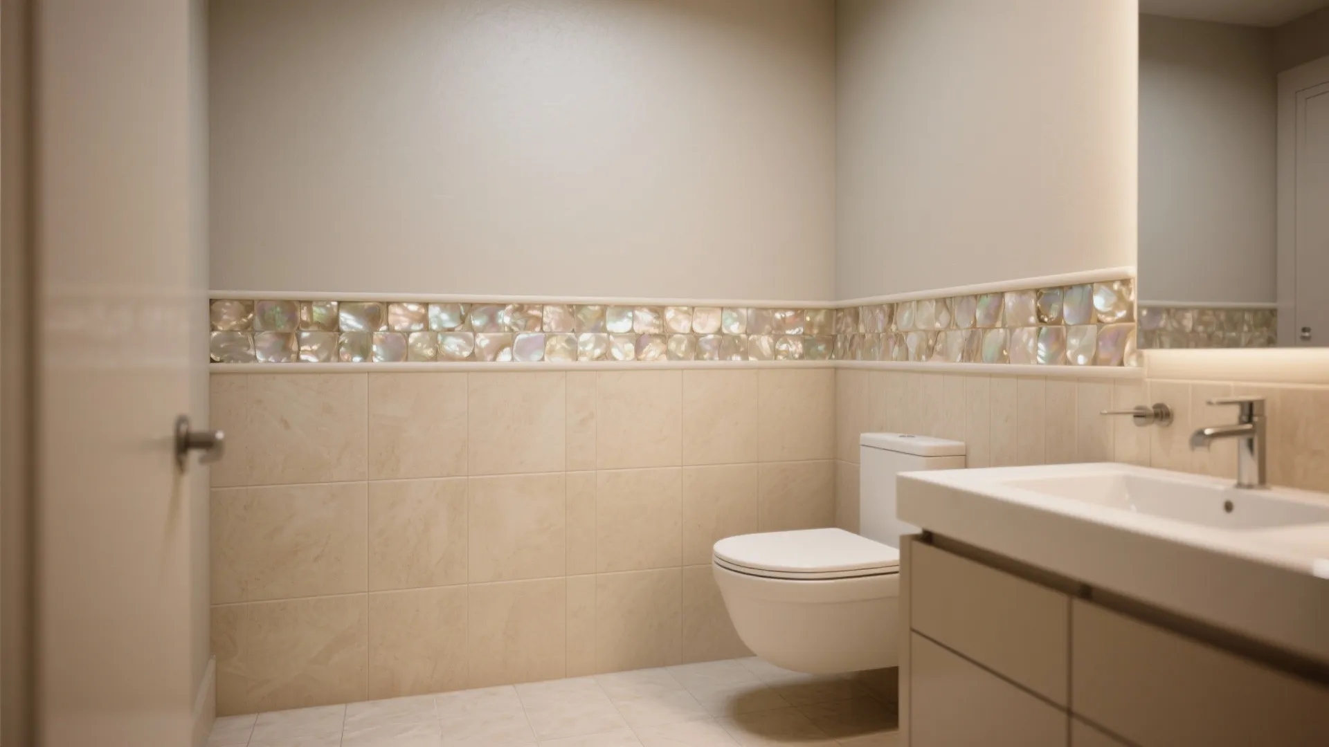 2. Half-height wainscot with matte paint above