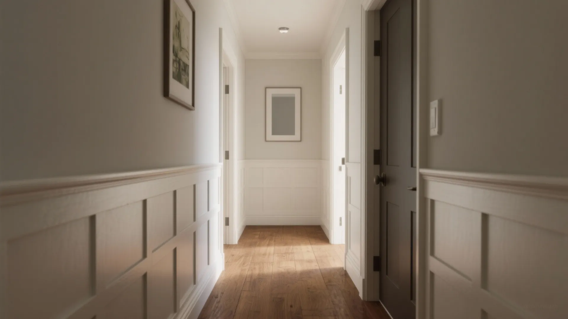 1) Crisp Wainscoting Rhythm in Tight Entryways
