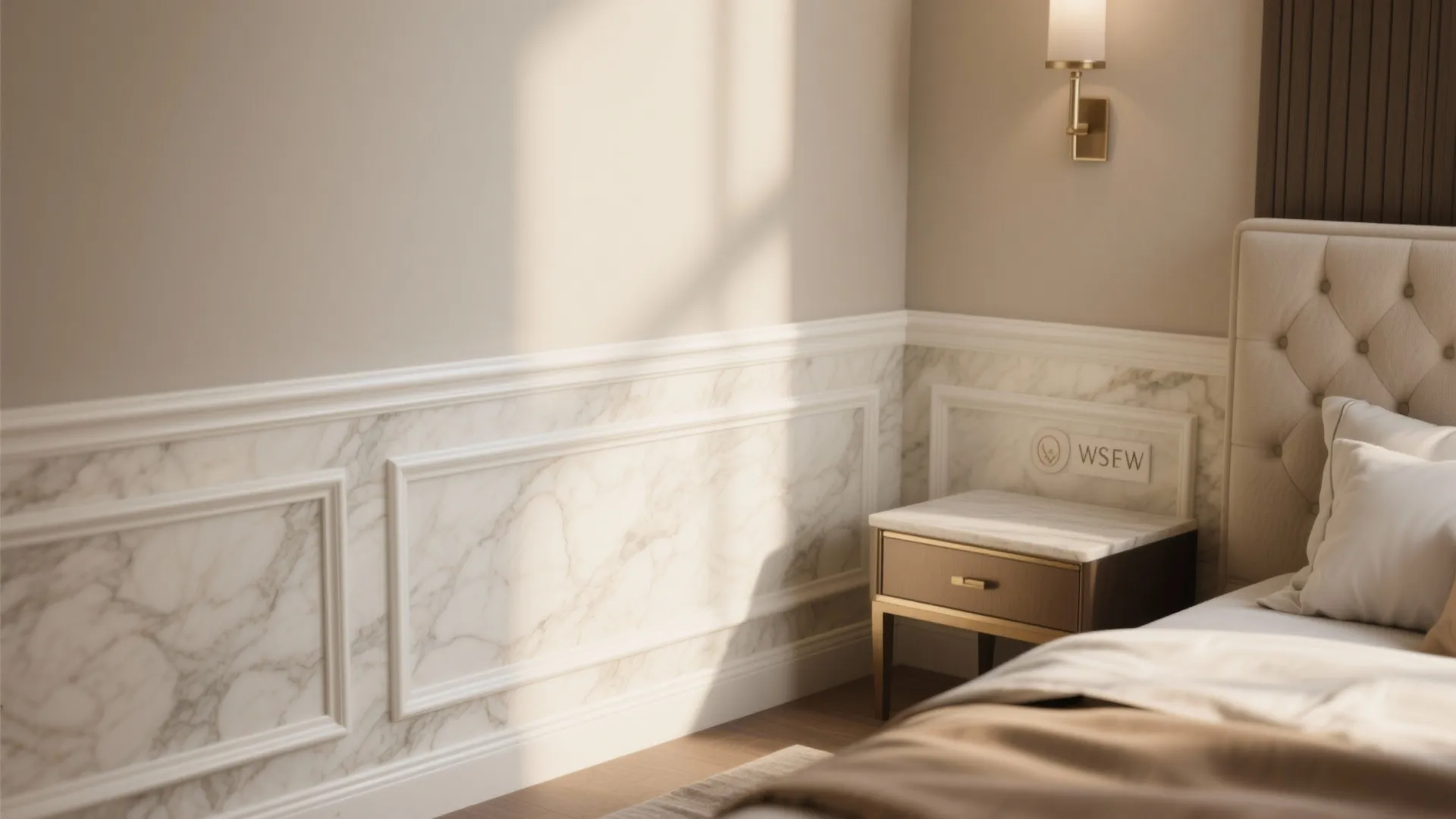 4. Wainscot Marble — Half Wall, Full Impact