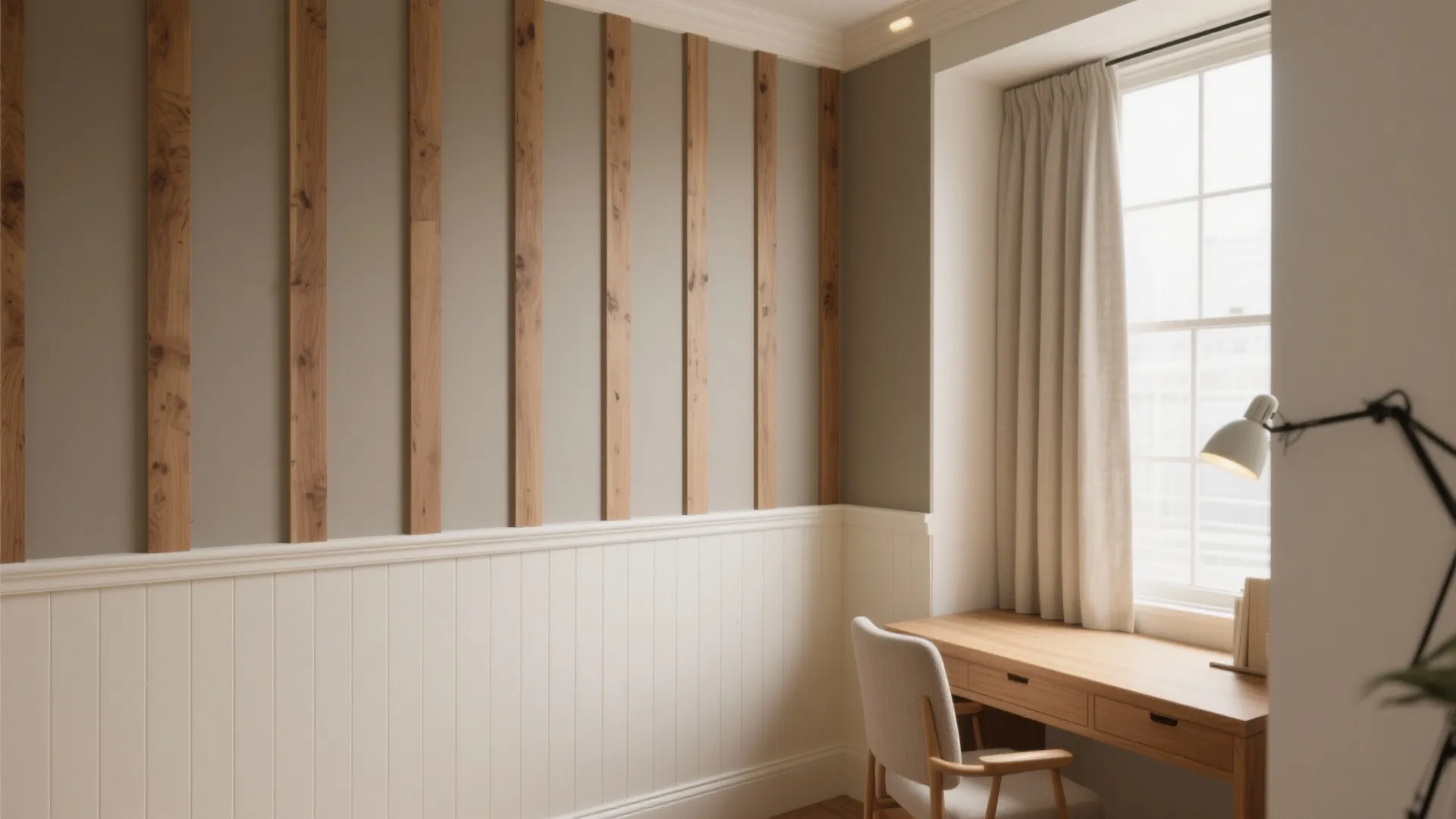 Painted Wainscot and Wood-Slat Combo