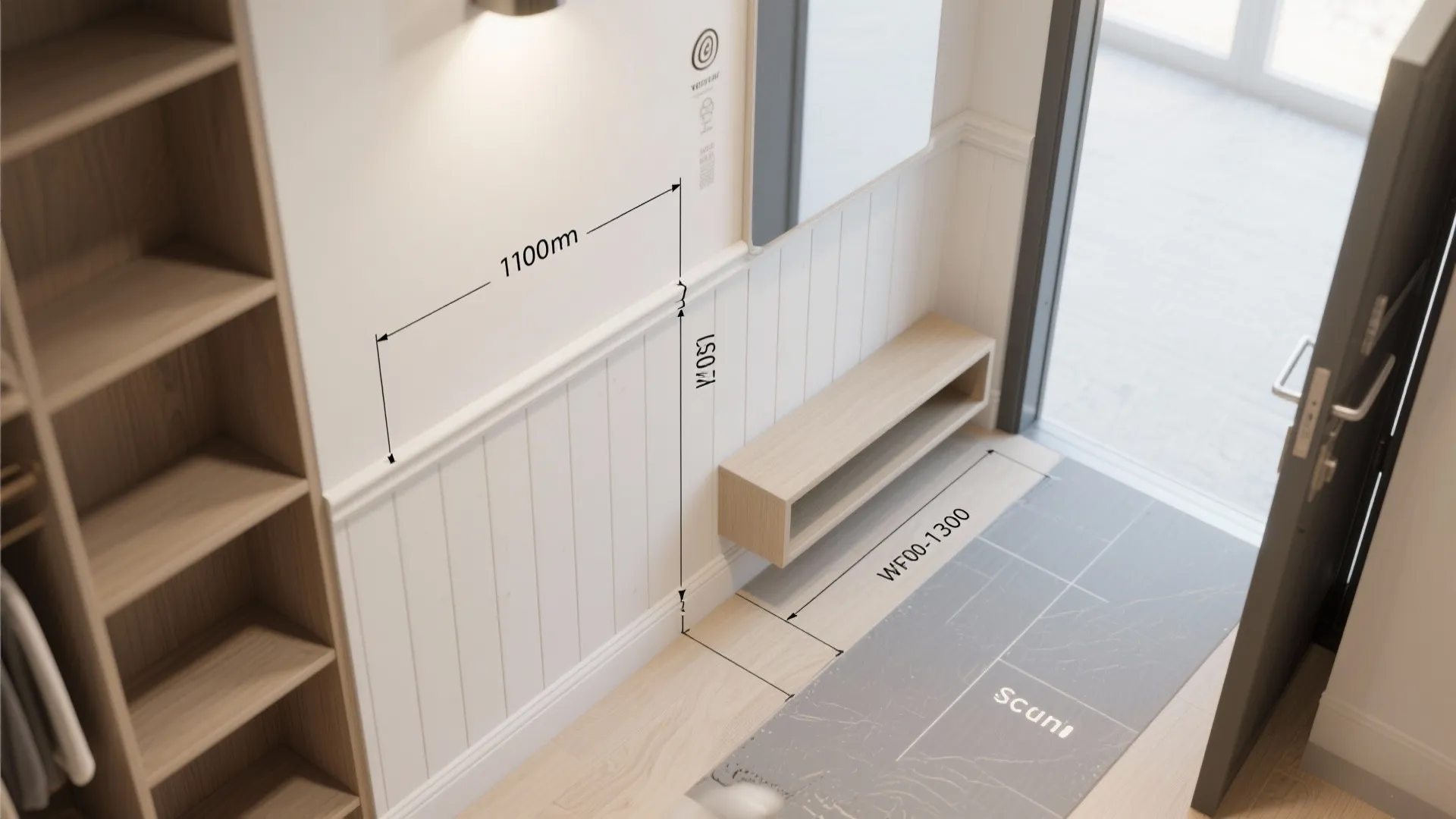 Half-Height Wainscoting with Slim Storage