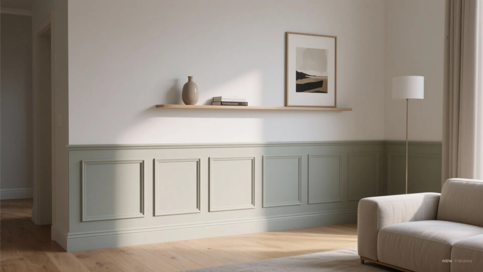 Half-Height Wainscoting with a Slim Display Ledge