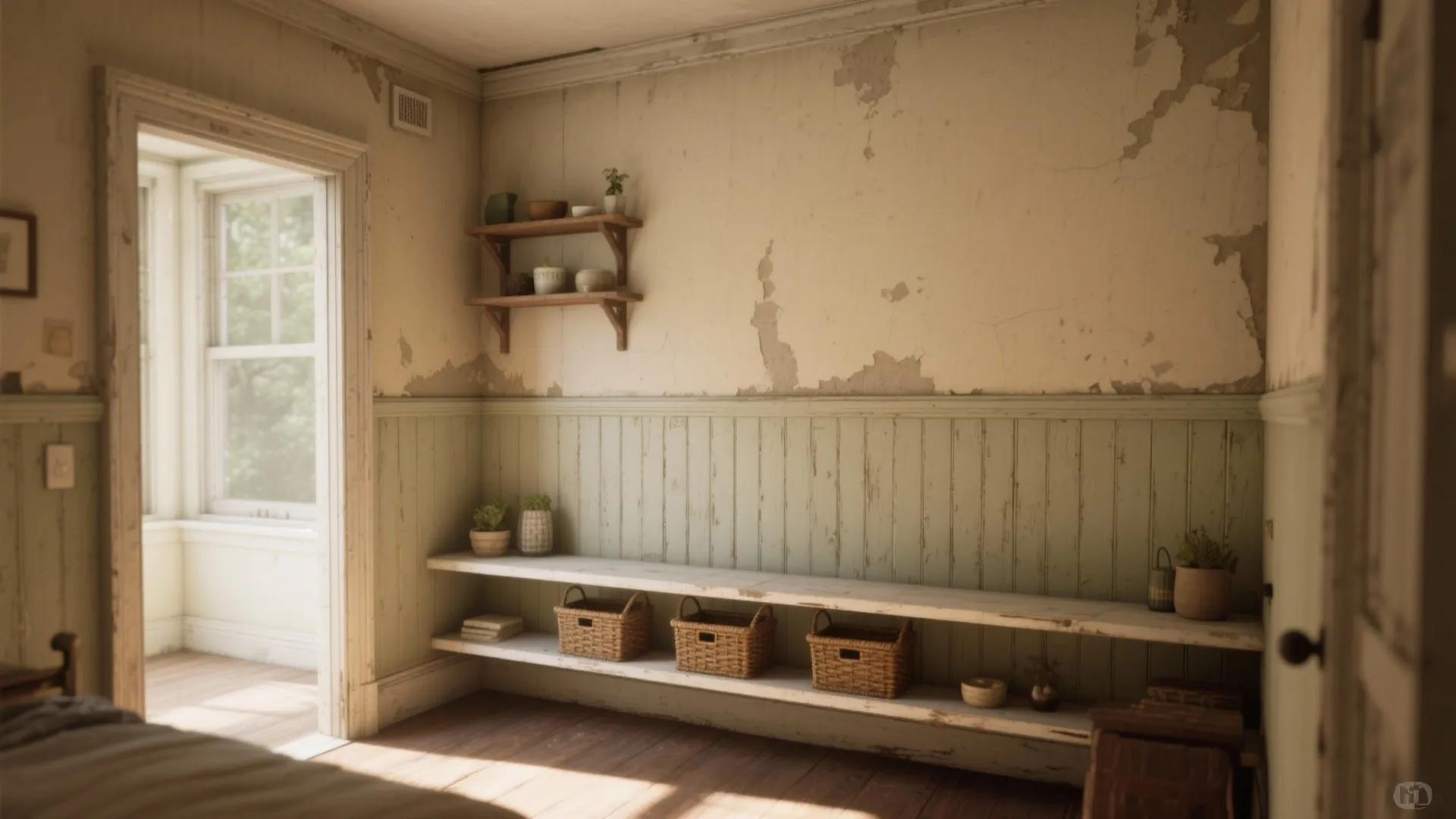 3. Add Functional Trim: Wainscoting or Shelving