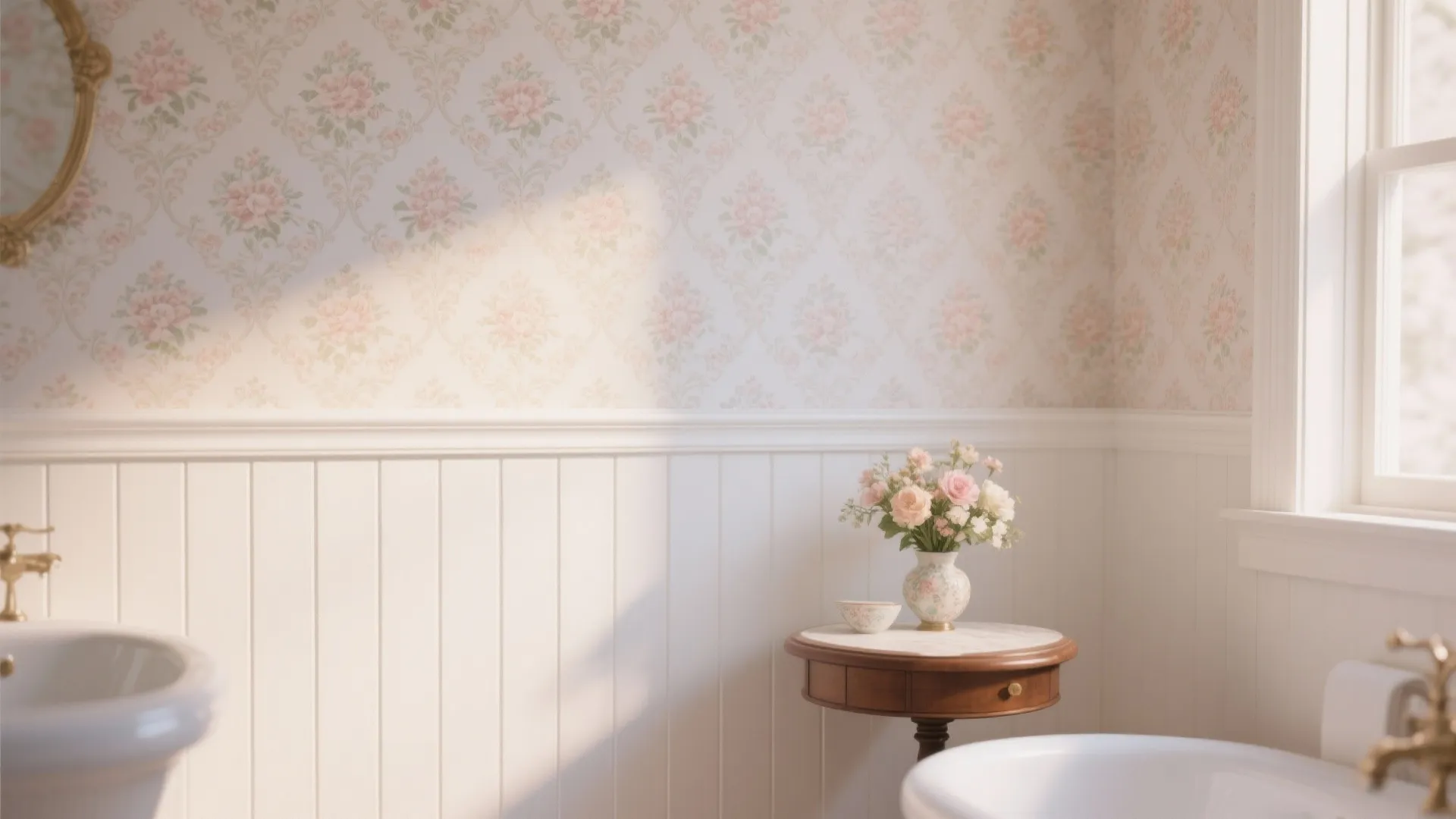 10. Wainscoting with Wallpaper Above
