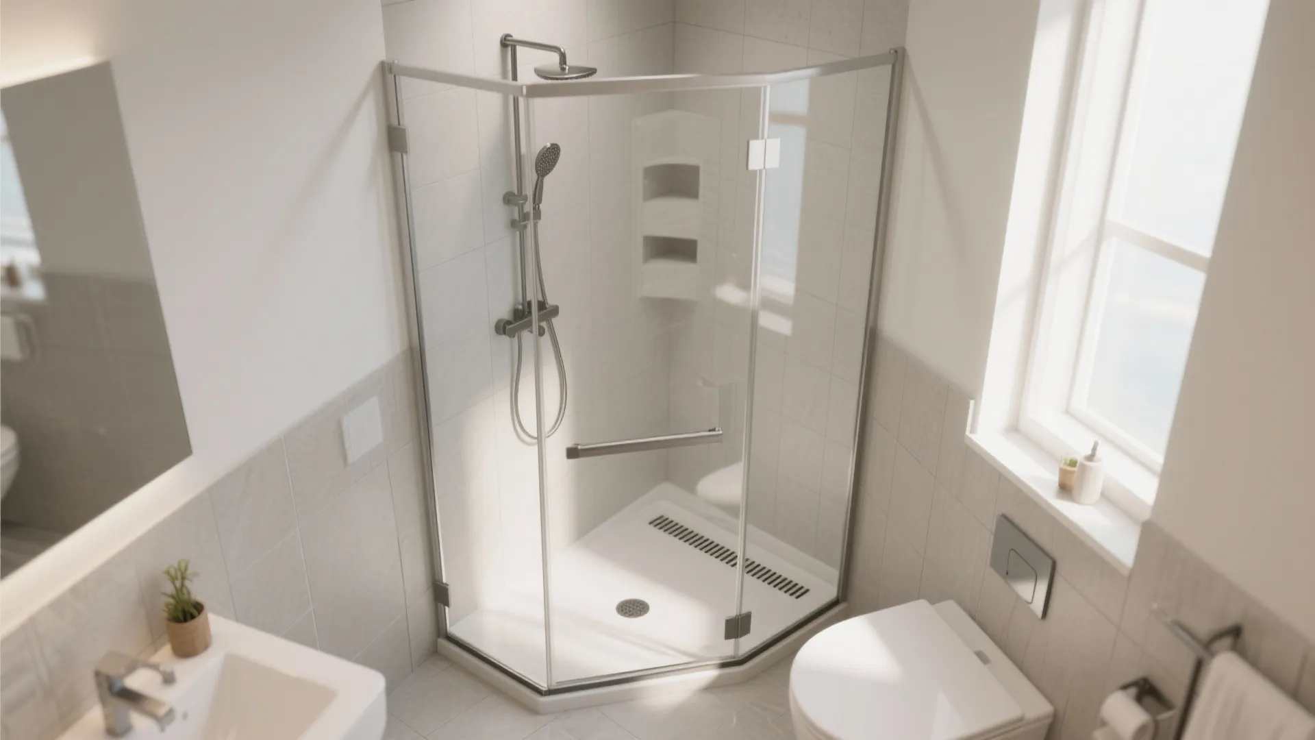 2. Walk-in Shower with Glass Partition