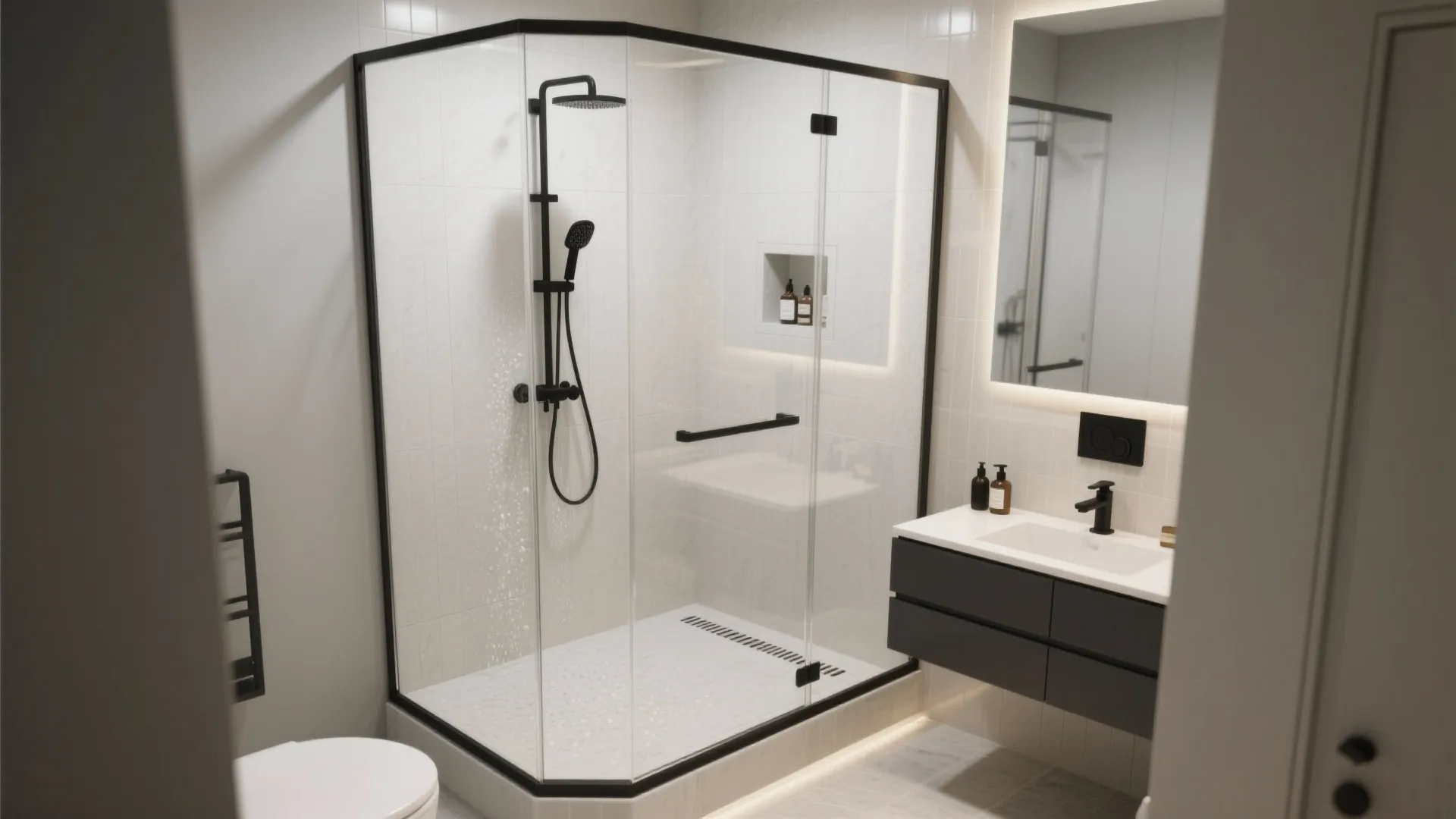 3. Consider a wet-room or walk-in shower with clear glass