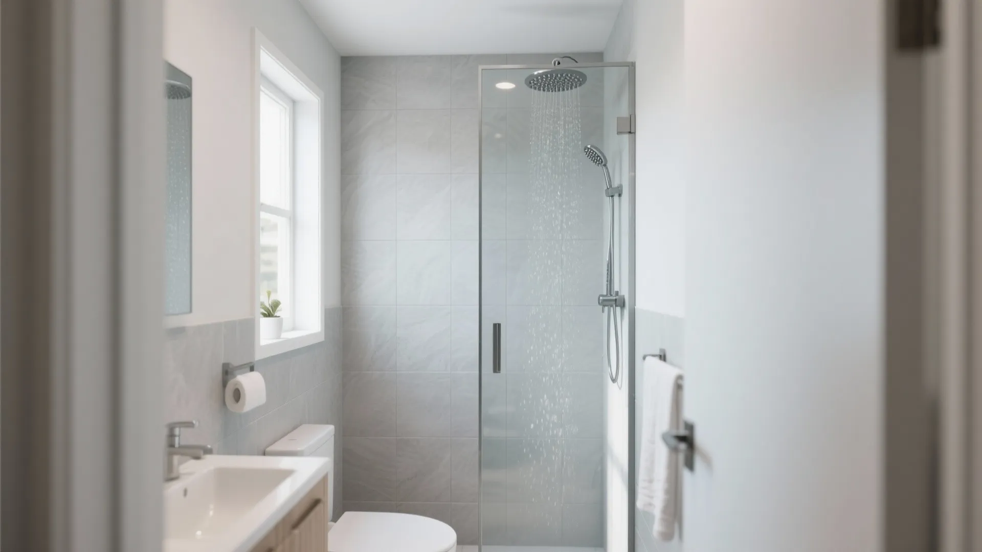 2. Walk-In Shower with Glass Panel