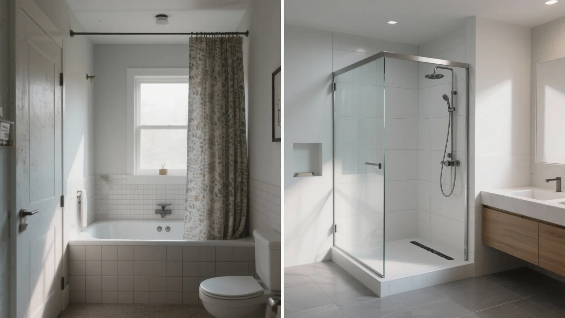 Walk-in shower over tub for tiny footprints
