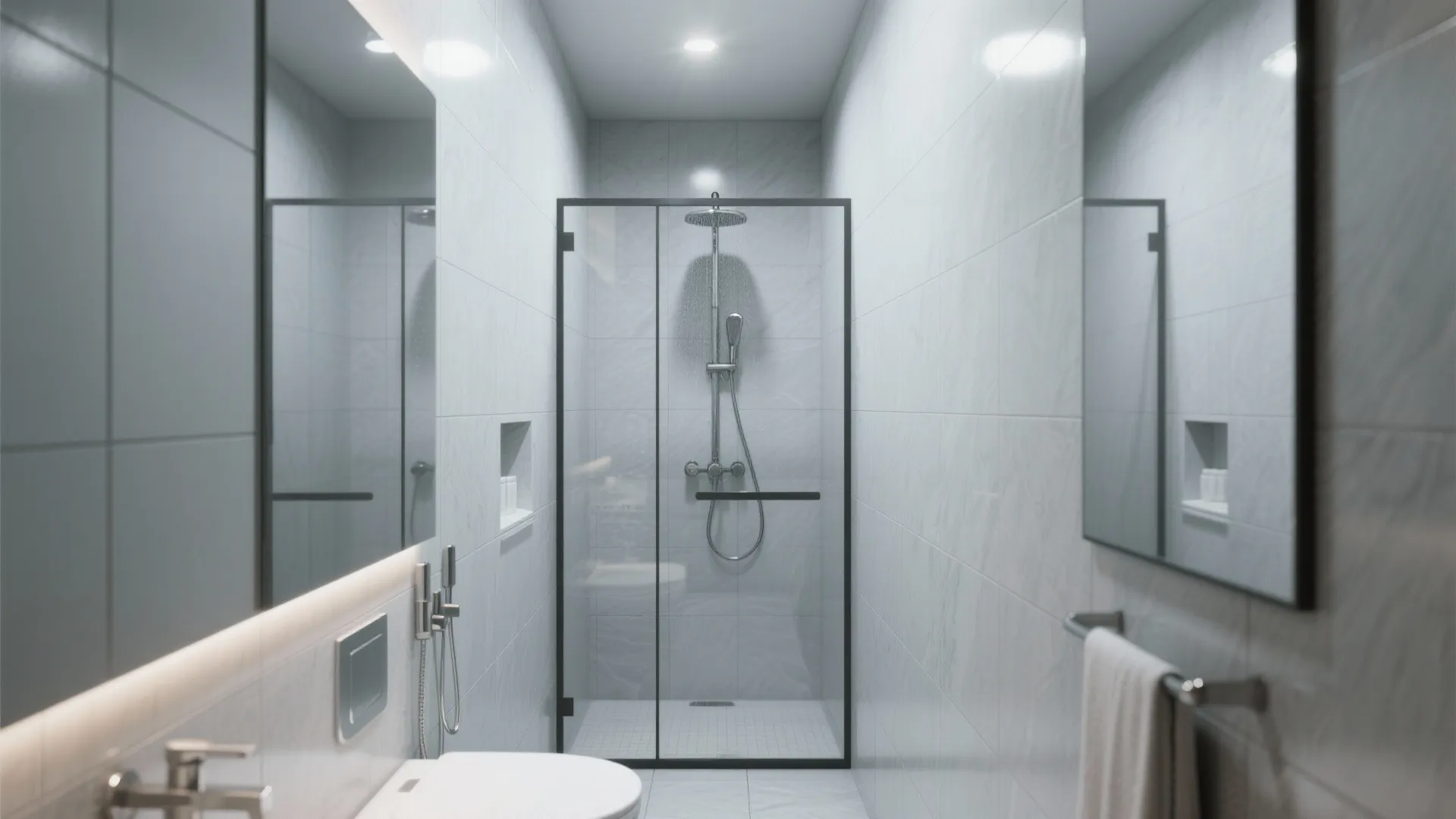 2. Walk-in Shower with Glass Panels