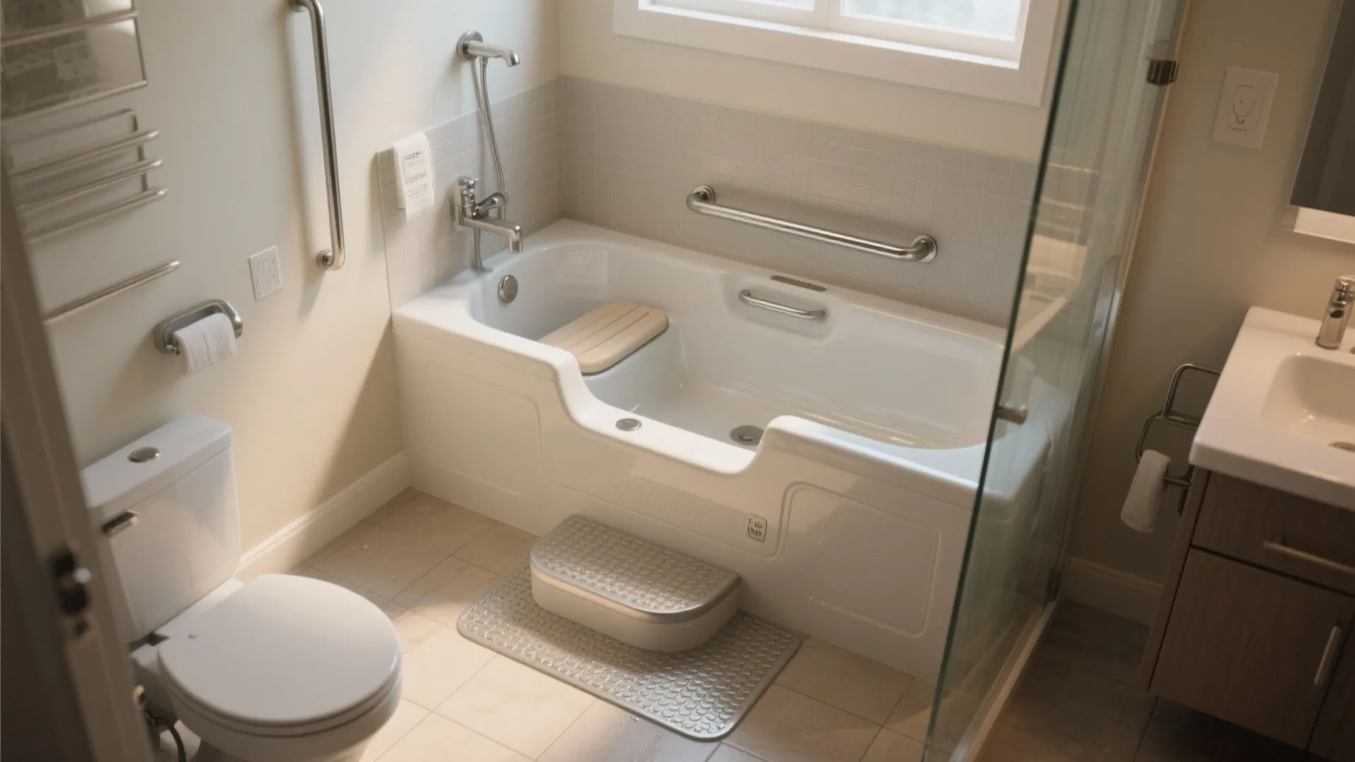 4. Walk-in tub or step-in bathtub with seat
