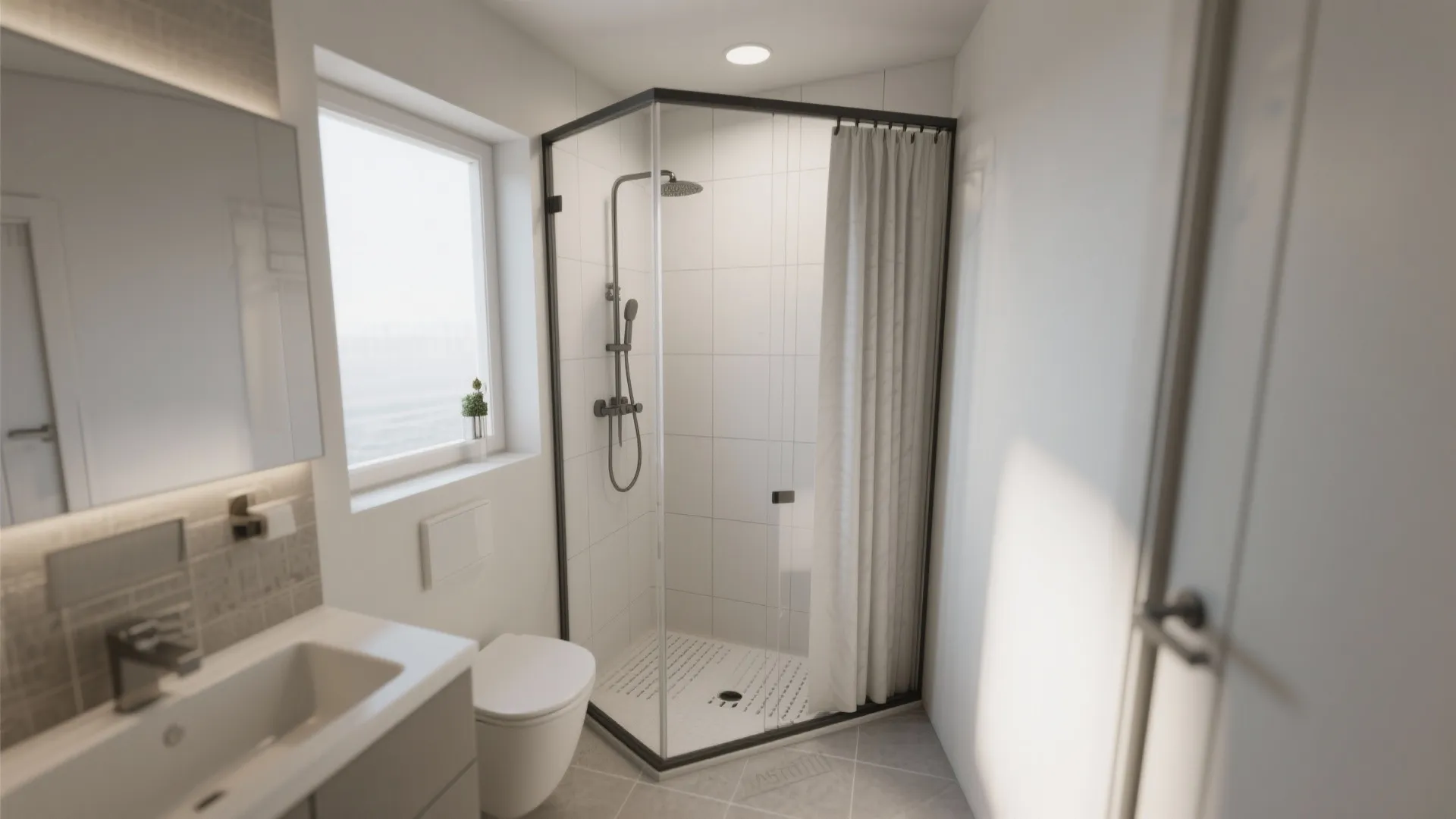 10. Walk-In Shower Without a Curtain
