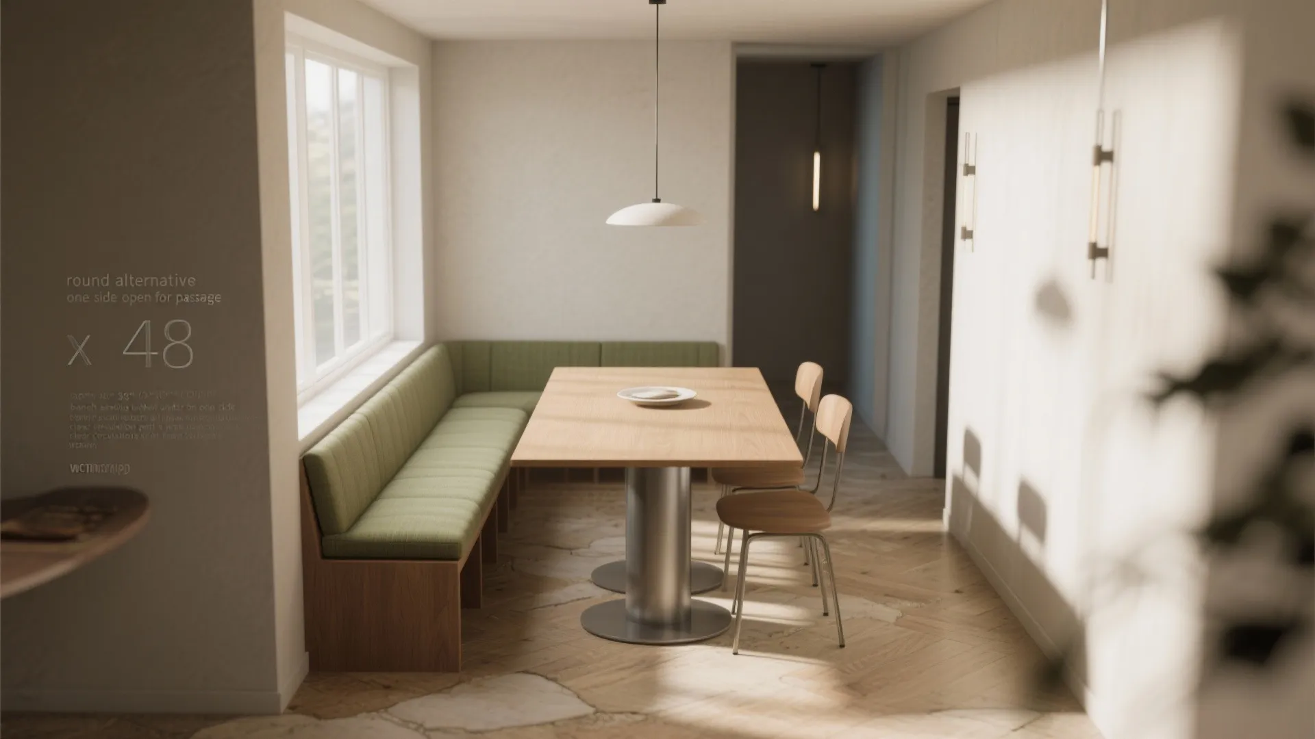 3. Walk-Through Dining: 8' x 8' (2.4 x 2.4 m)