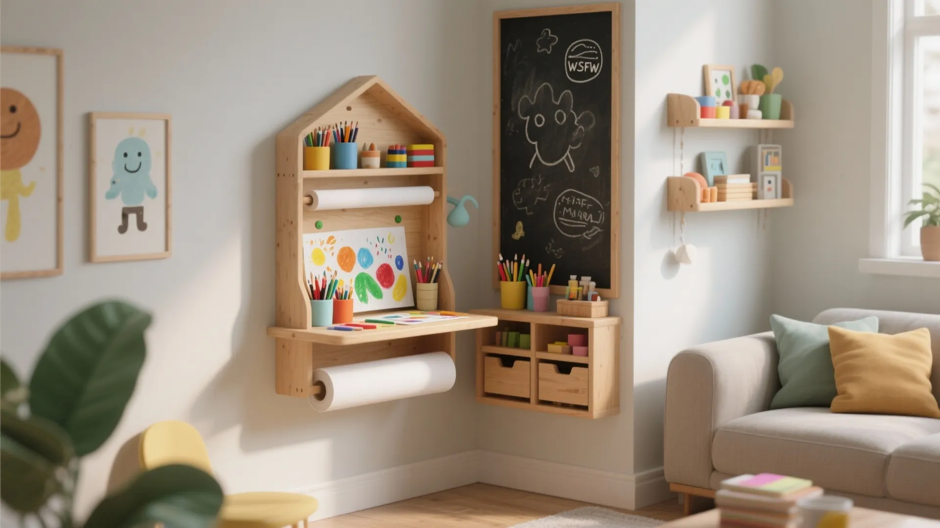 4. Wall-Mounted Art Station