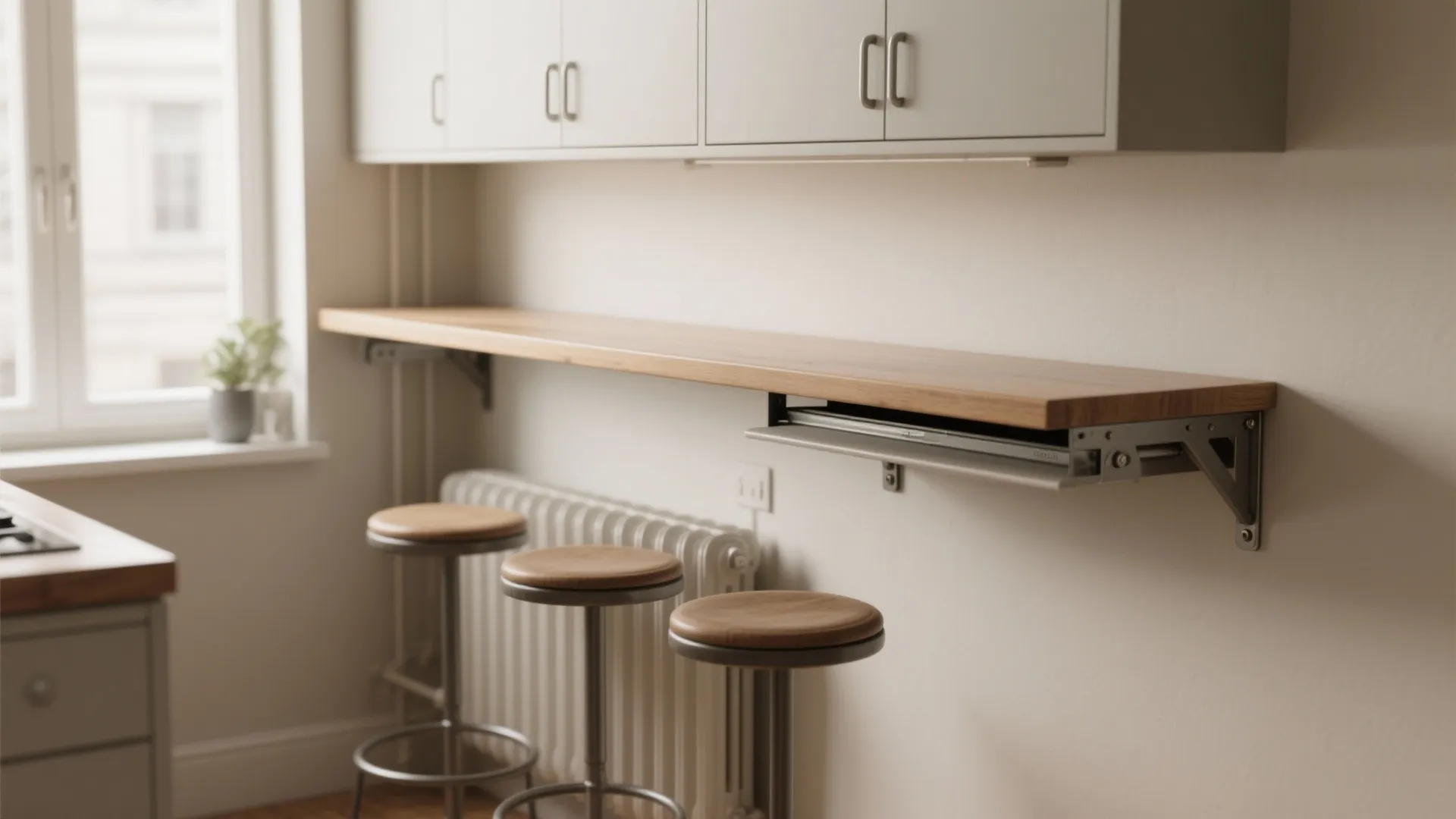 Wall-Mounted Bar Table or Sliding Shelf Table