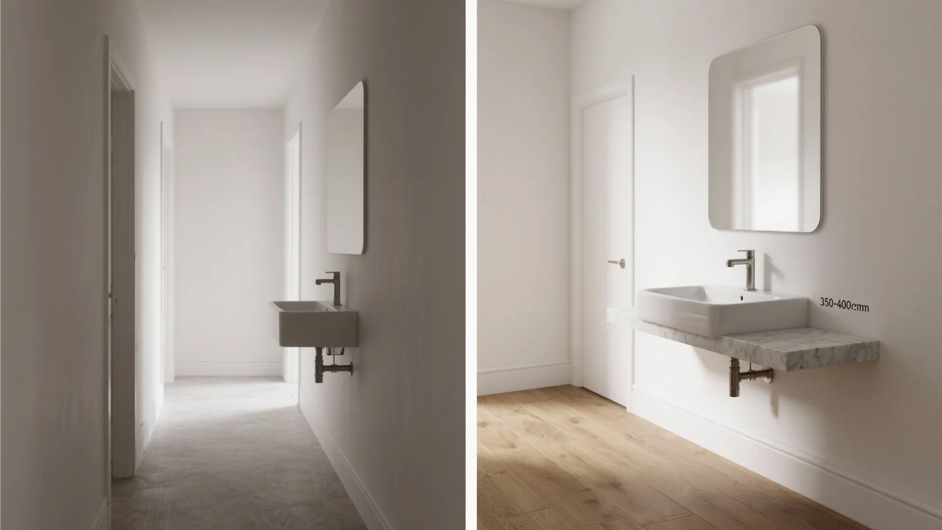 Wall-mounted basin with slim profile