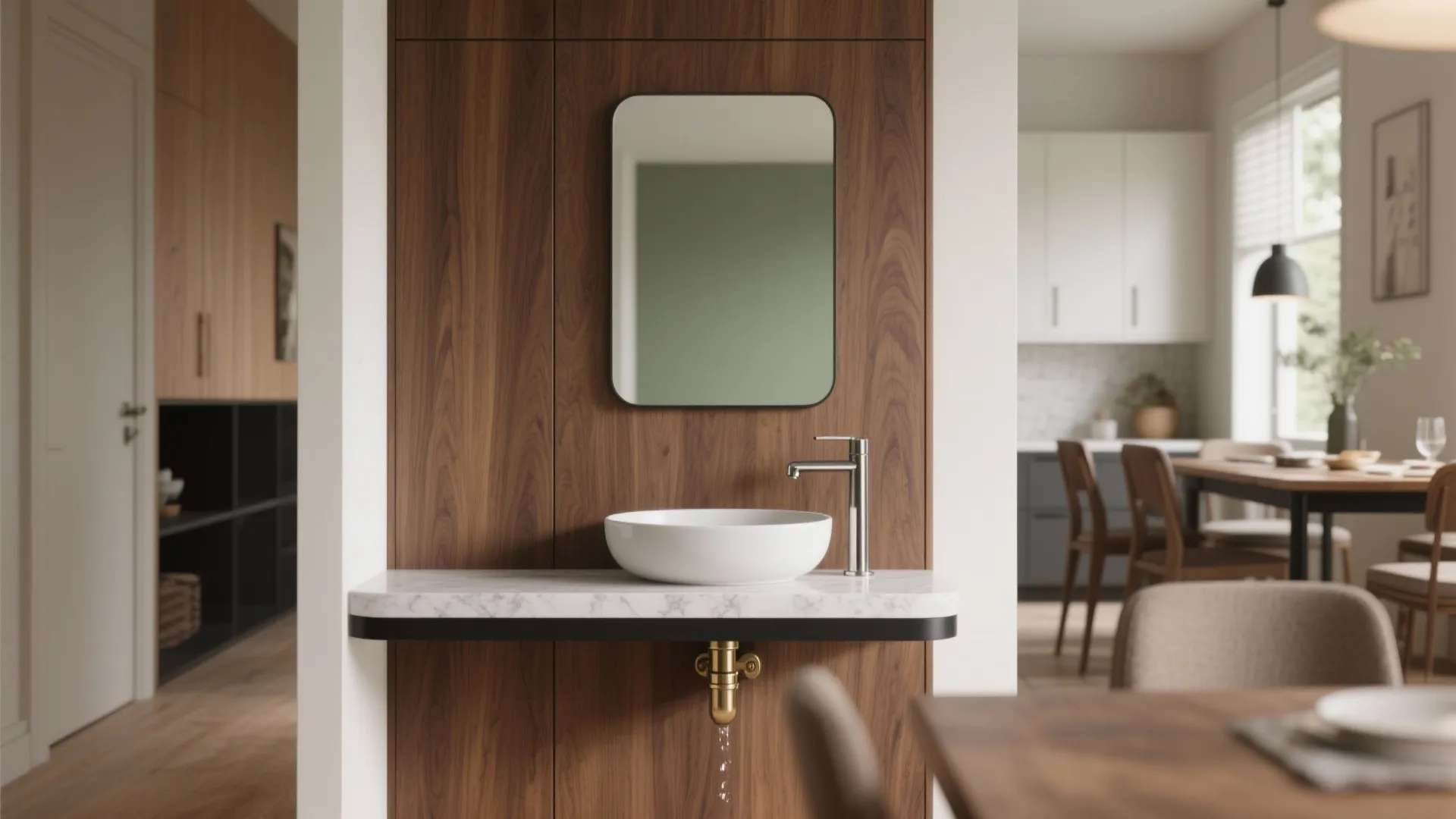 Wall-Mounted Basin on a Feature Panel