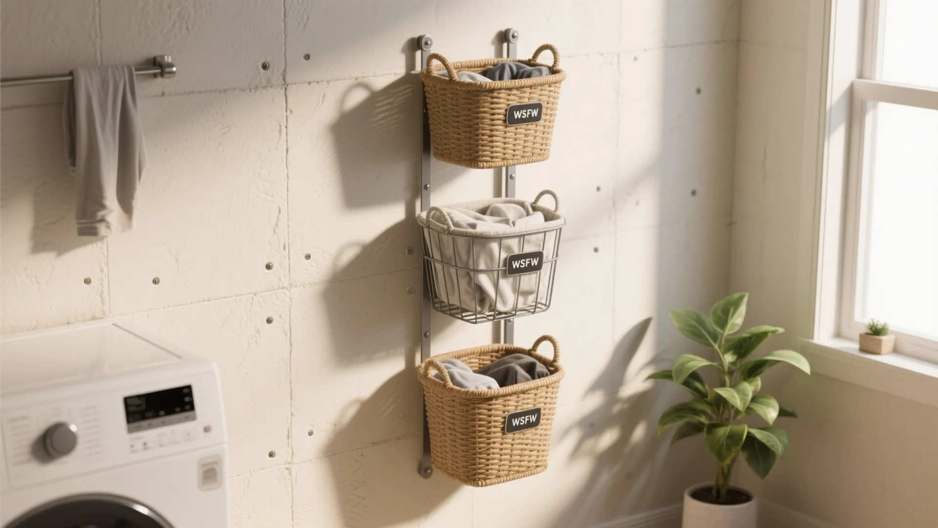 Idea 4: Wall-mounted basket tower