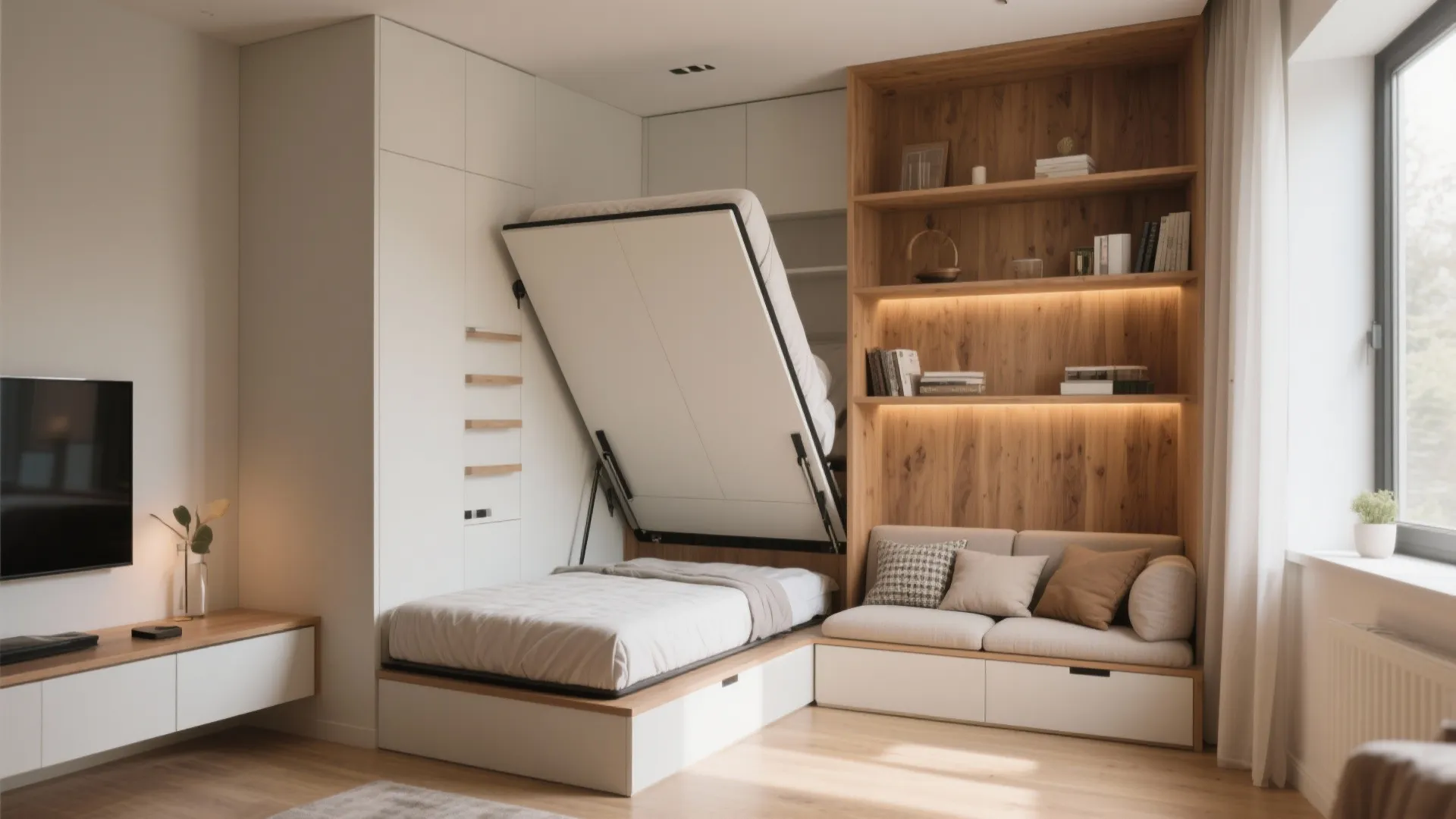 10. Wall Bed with Sofa