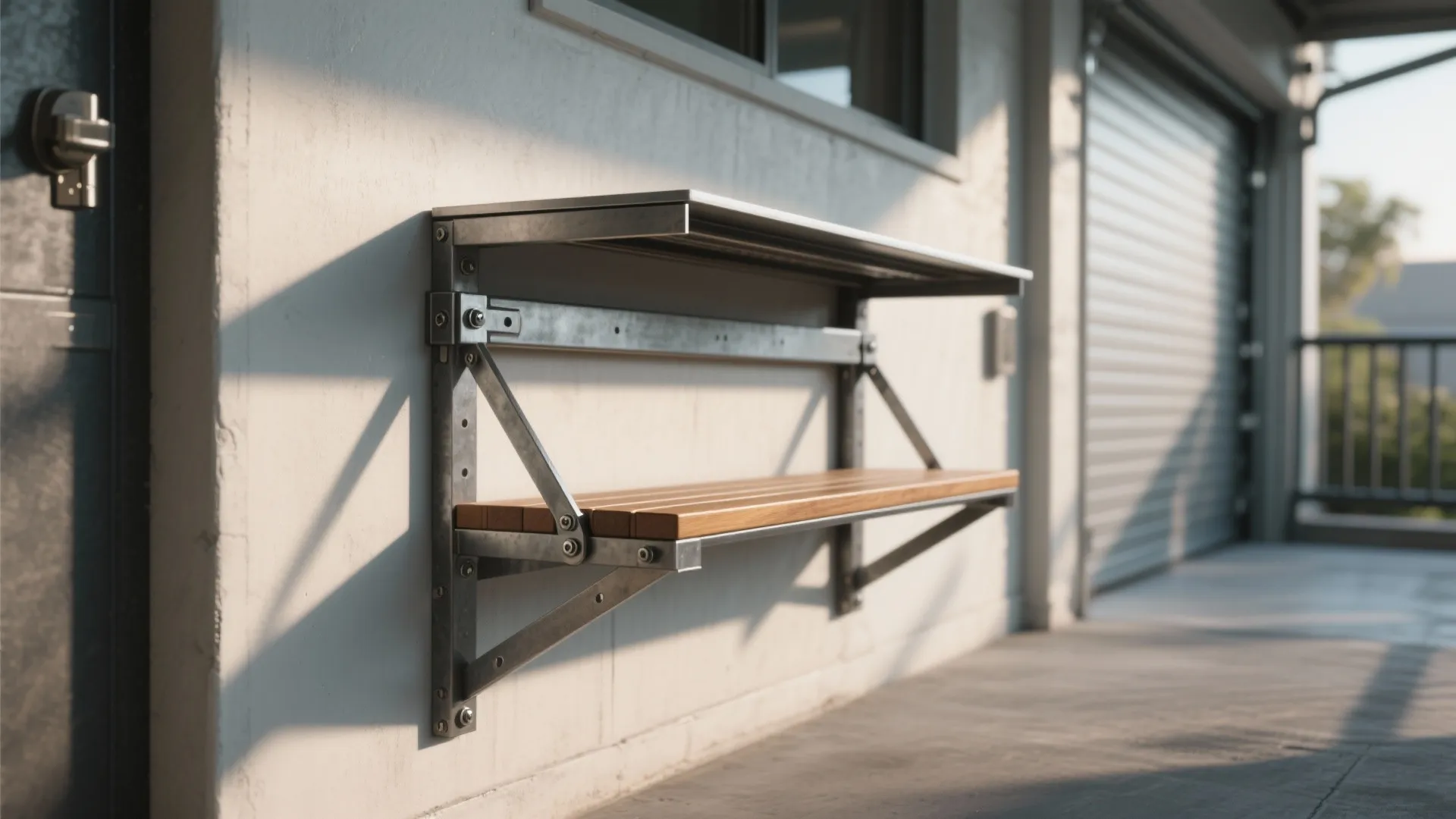1. Fold-down wall-mounted bench