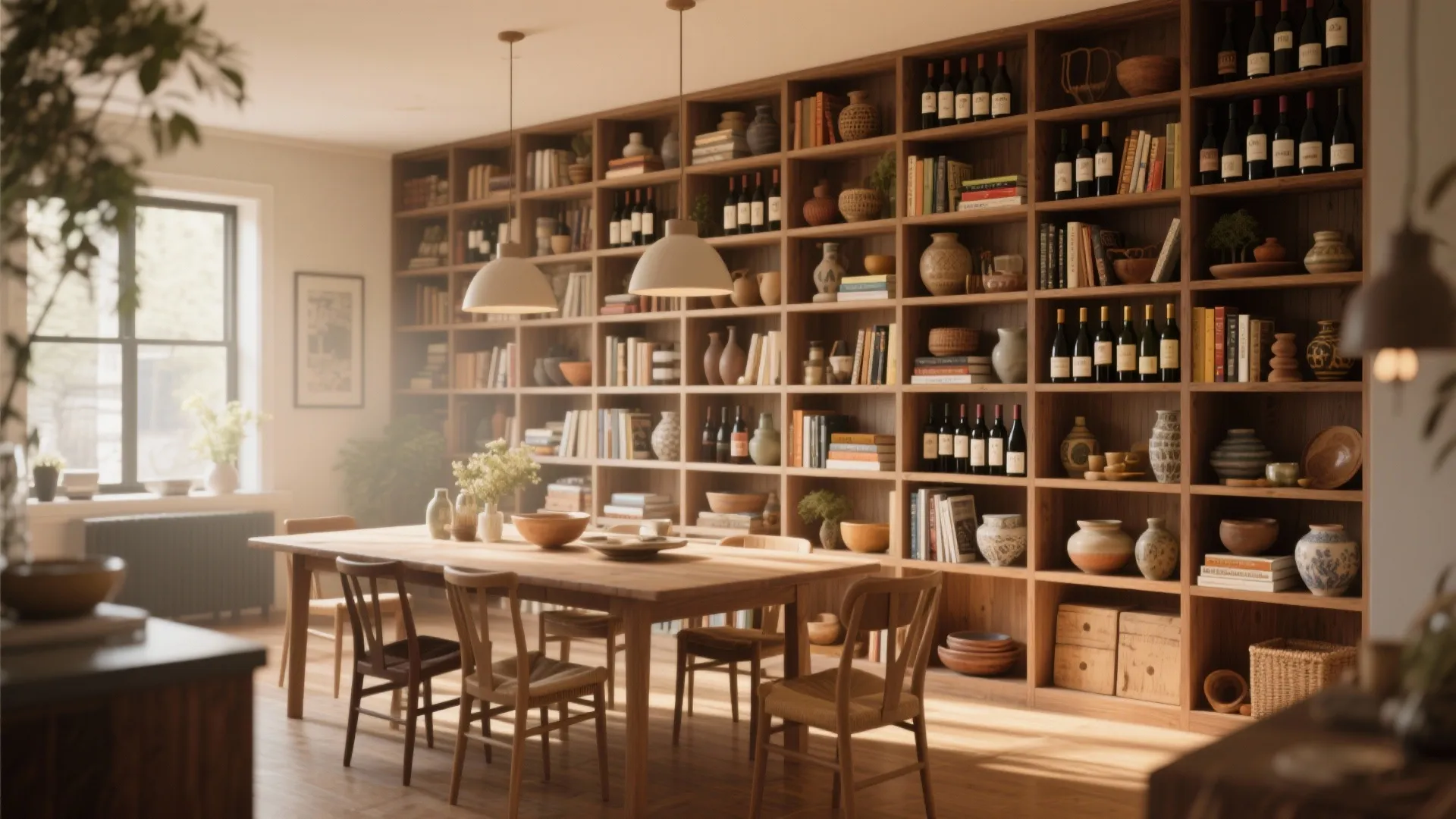 2. Wall-to-Wall Bookshelf for a Cozy Vibe