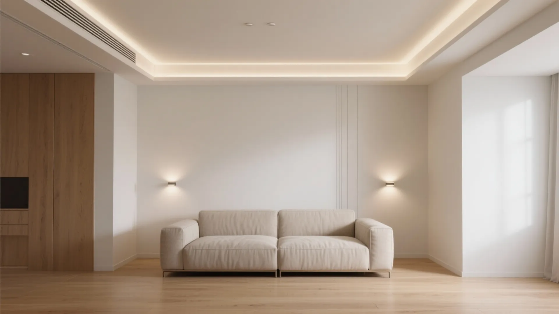 Wall washing and ceiling bounce to “grow” the room