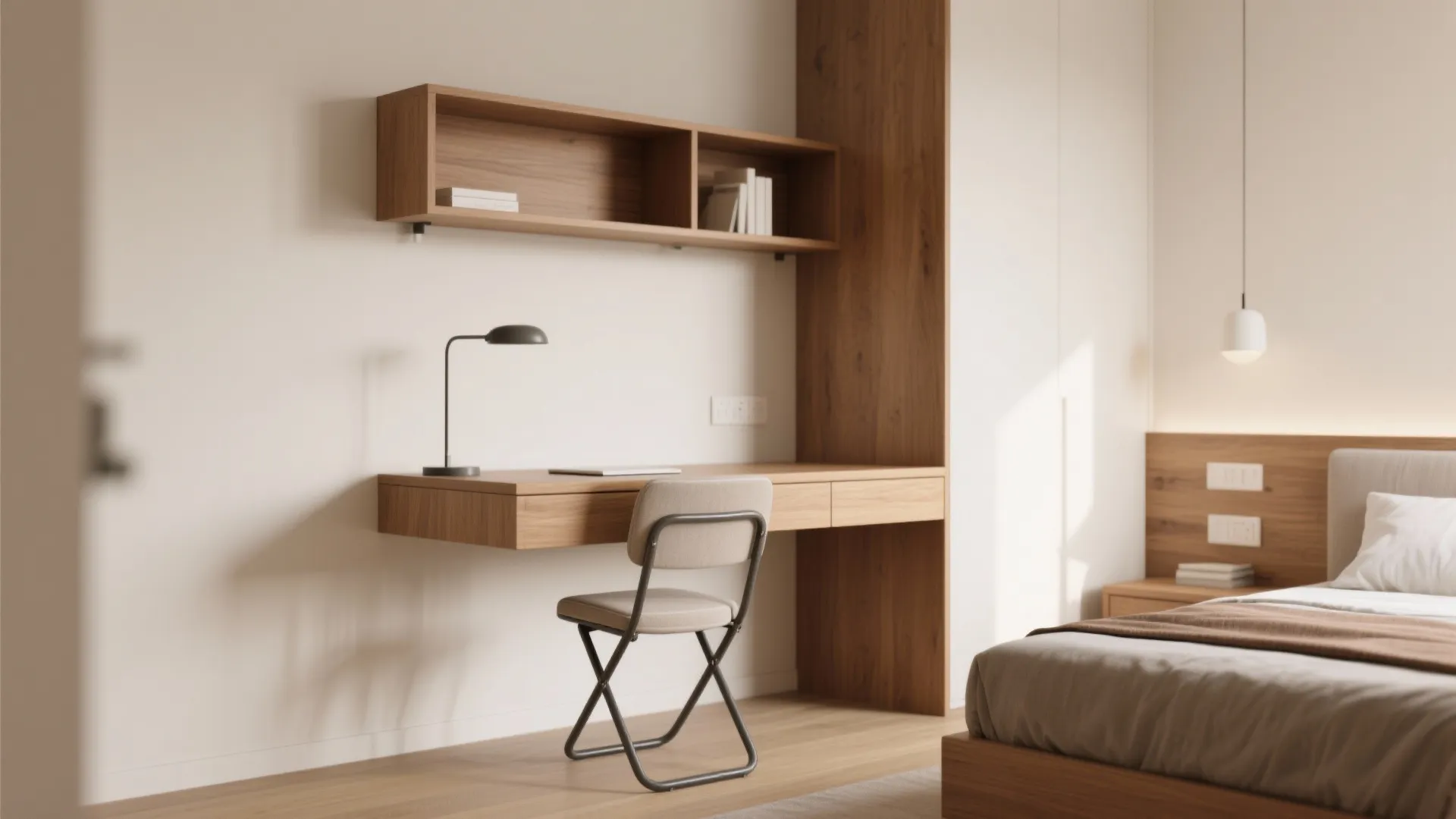 Tip 1: Wall-Mounted Desk & Foldable Seating