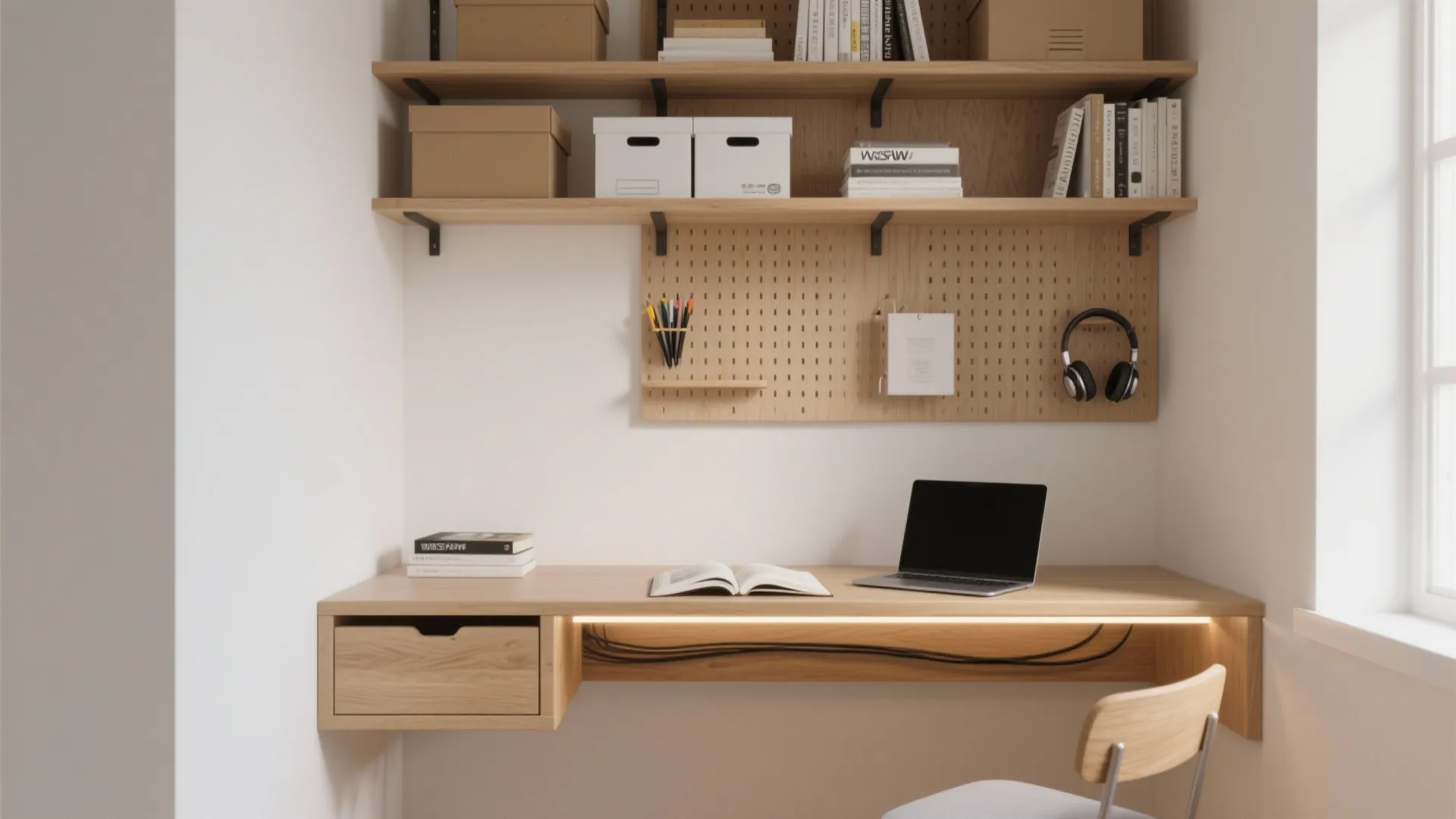 Wall-Mounted Desk + Vertical Storage