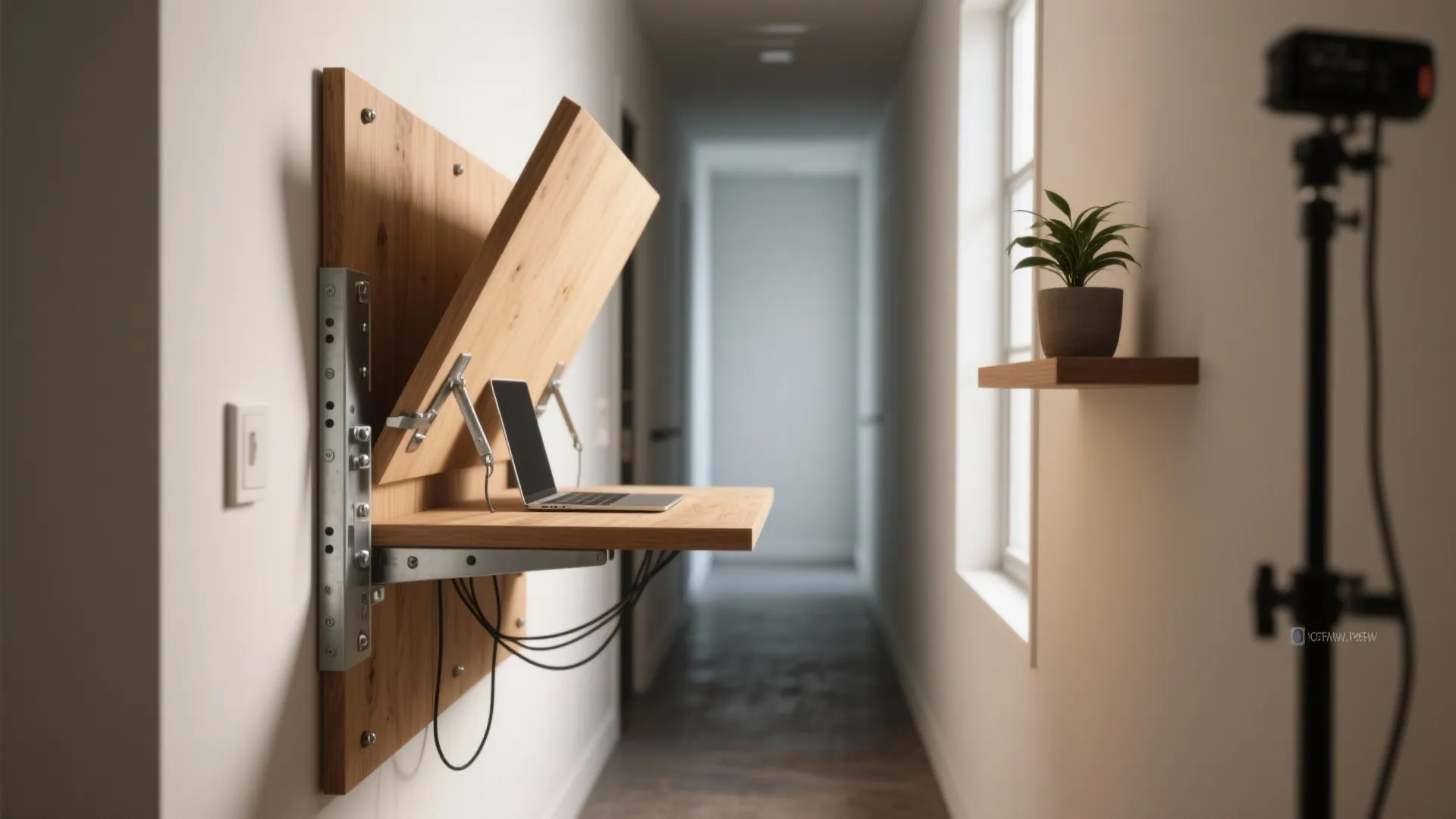 1. Wall-mounted drop-down desk