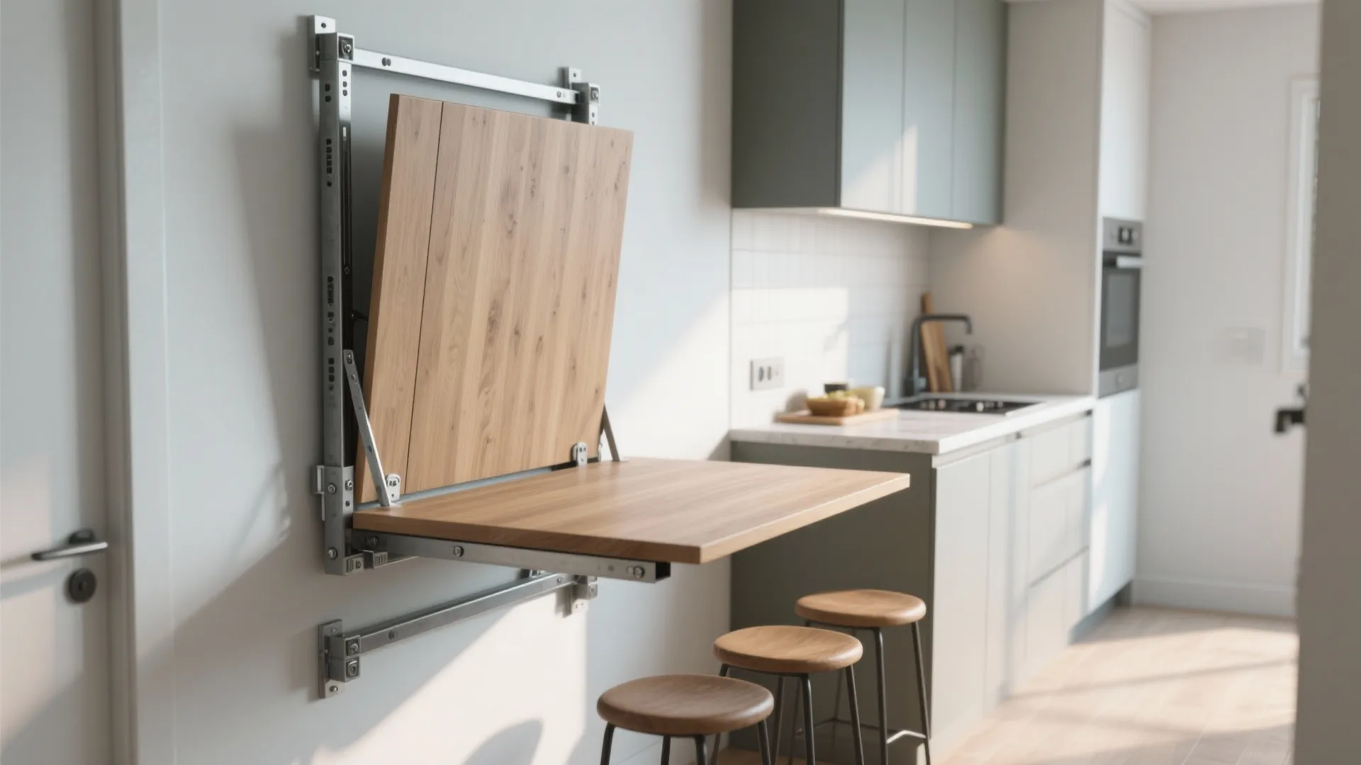 2. Wall-mounted drop-leaf table