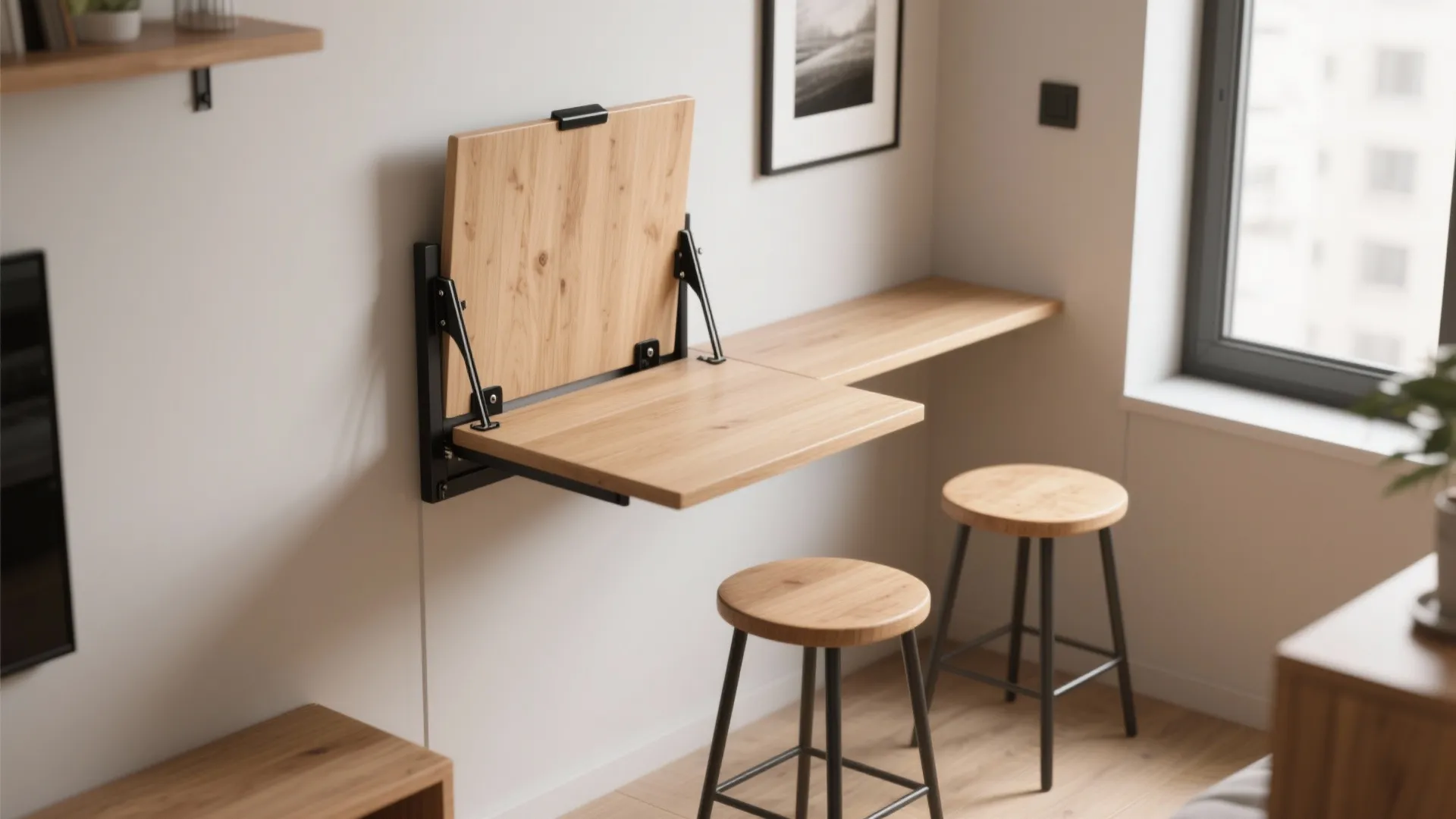 1. Wall-Mounted Drop-Leaf Table