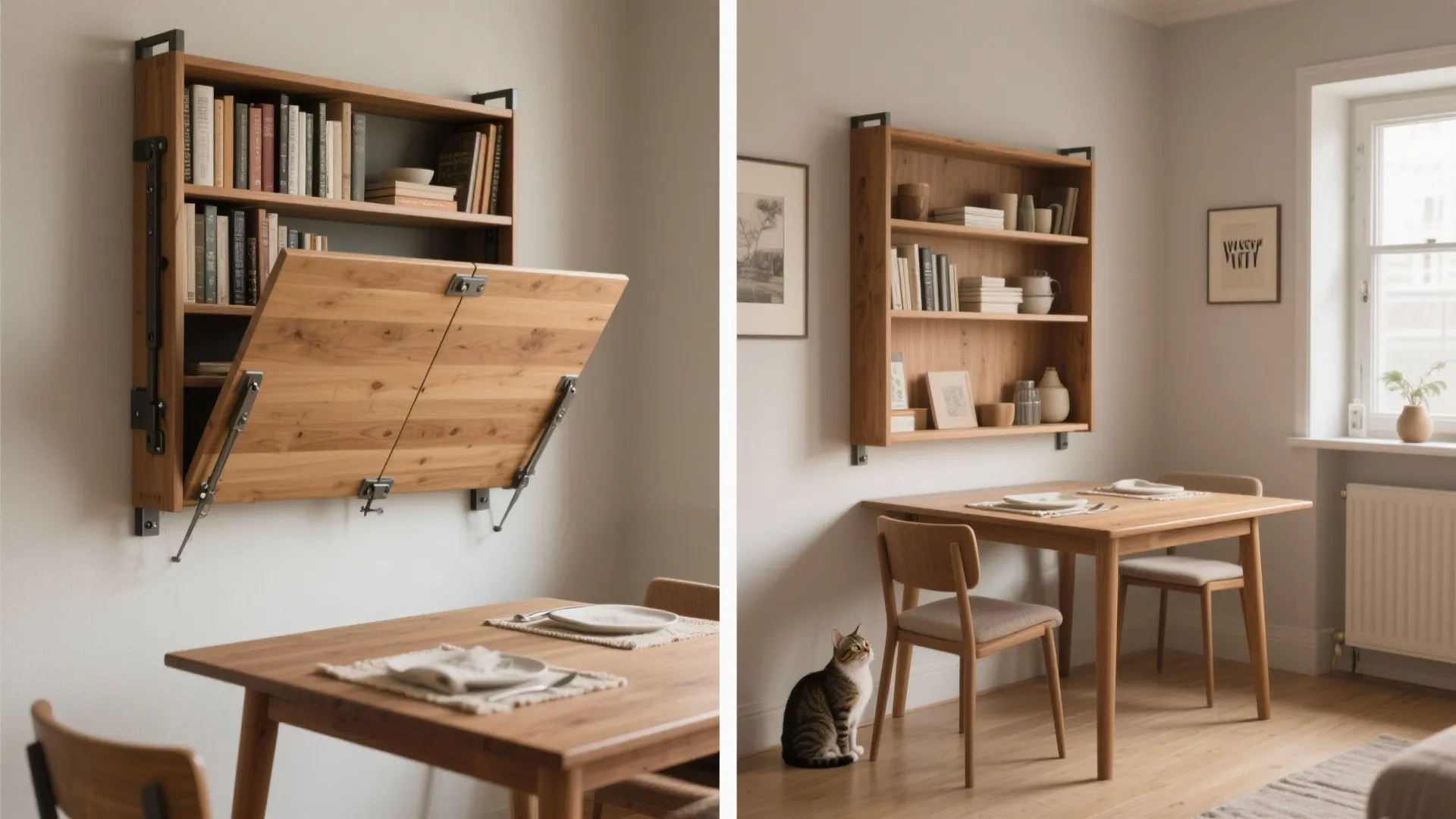 1. Wall-mounted drop-leaf table