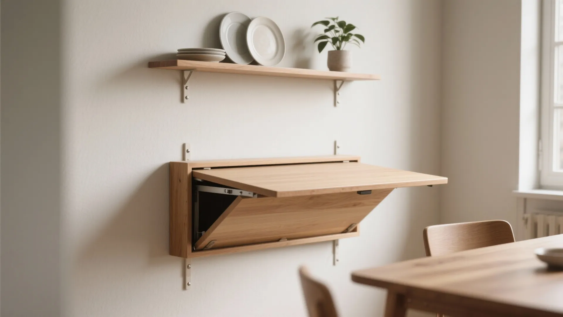 1. Wall-mounted drop-leaf table