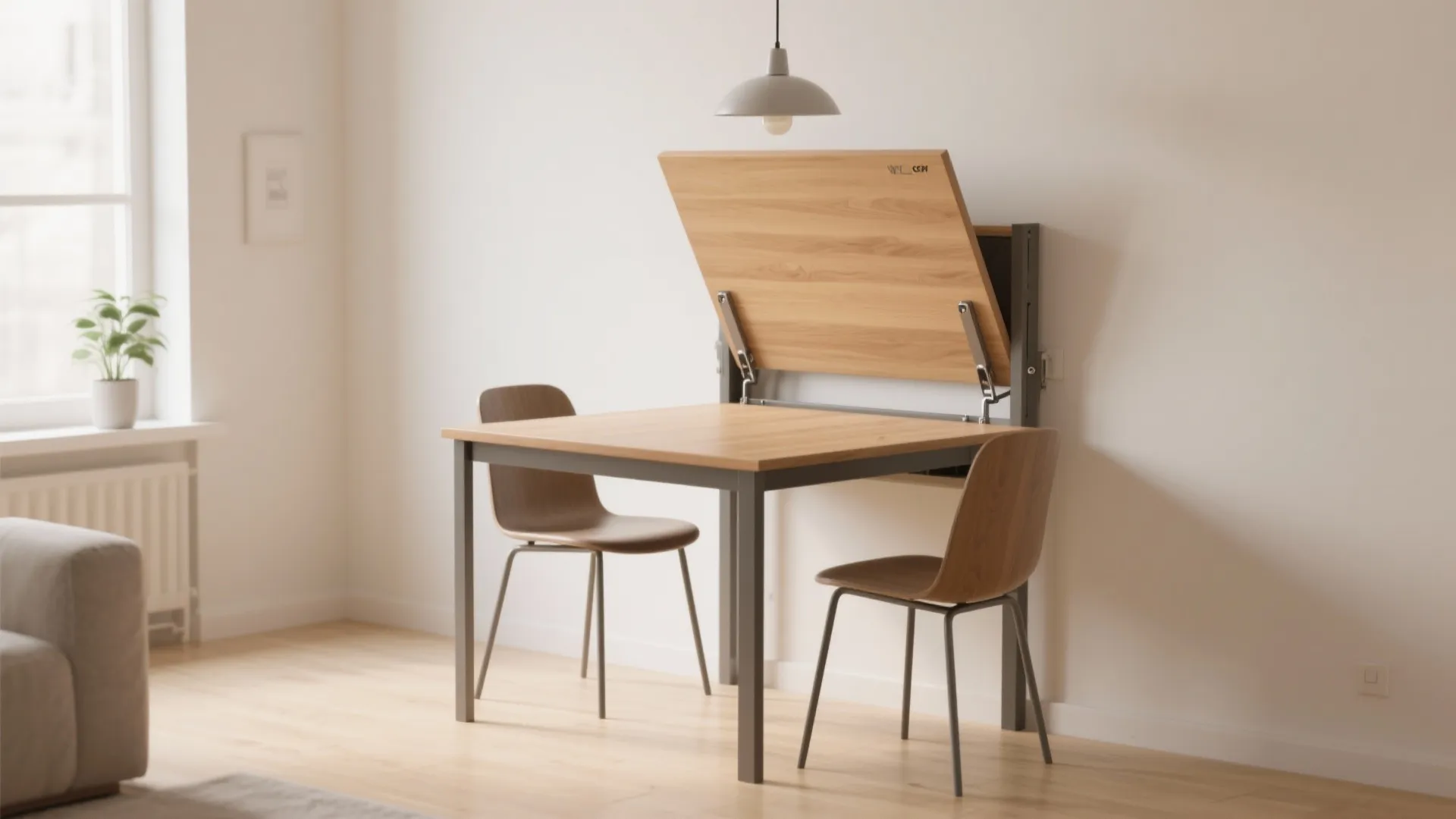 Wall-mounted drop-leaf dining set