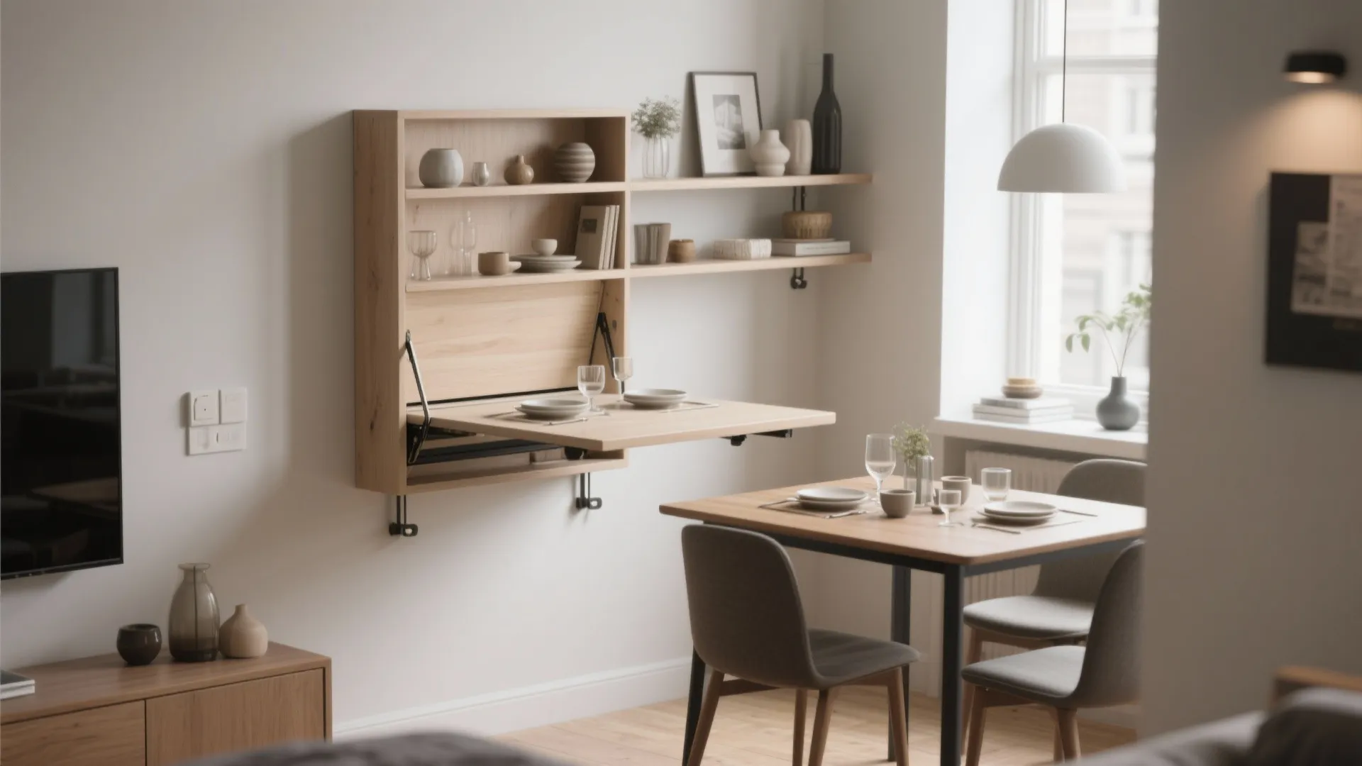 5. Built-in or wall-mounted drop-leaf