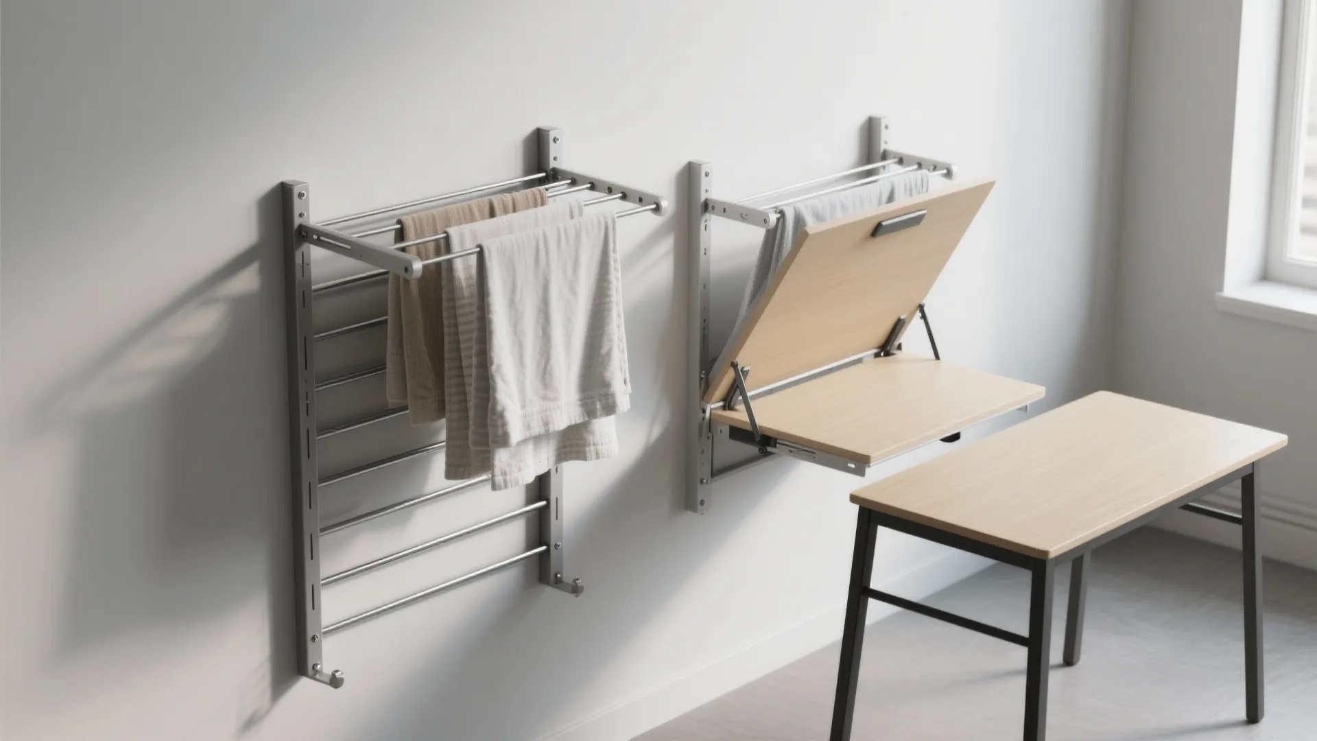 3. Wall Drying + Fold-Down Table
