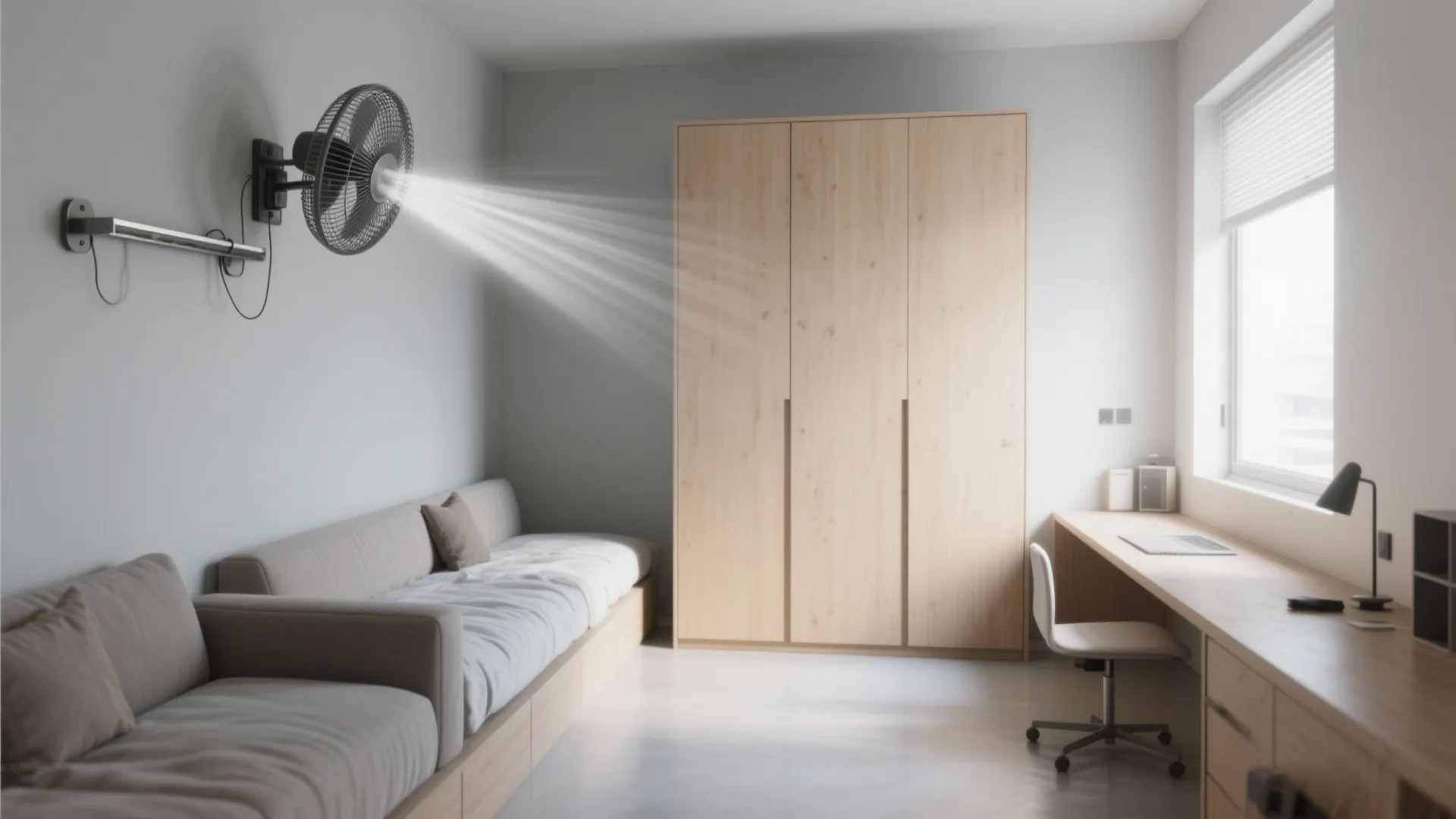 Wall-Mounted Oscillating Fans to Free the Floor