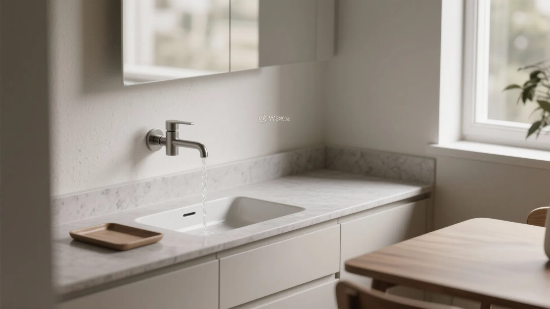 Wall-Mounted Faucet and Slim Vanity