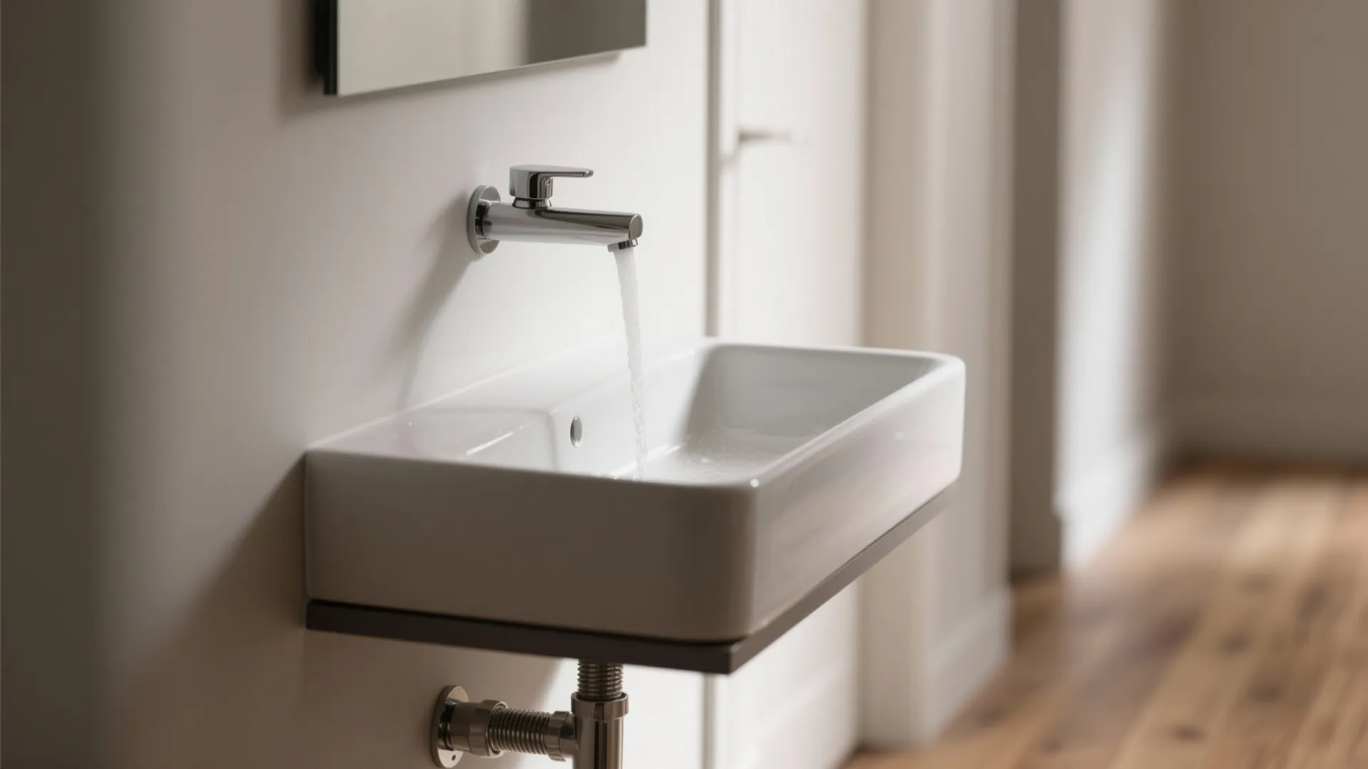 1) Slim Console with Wall-Mounted Faucet